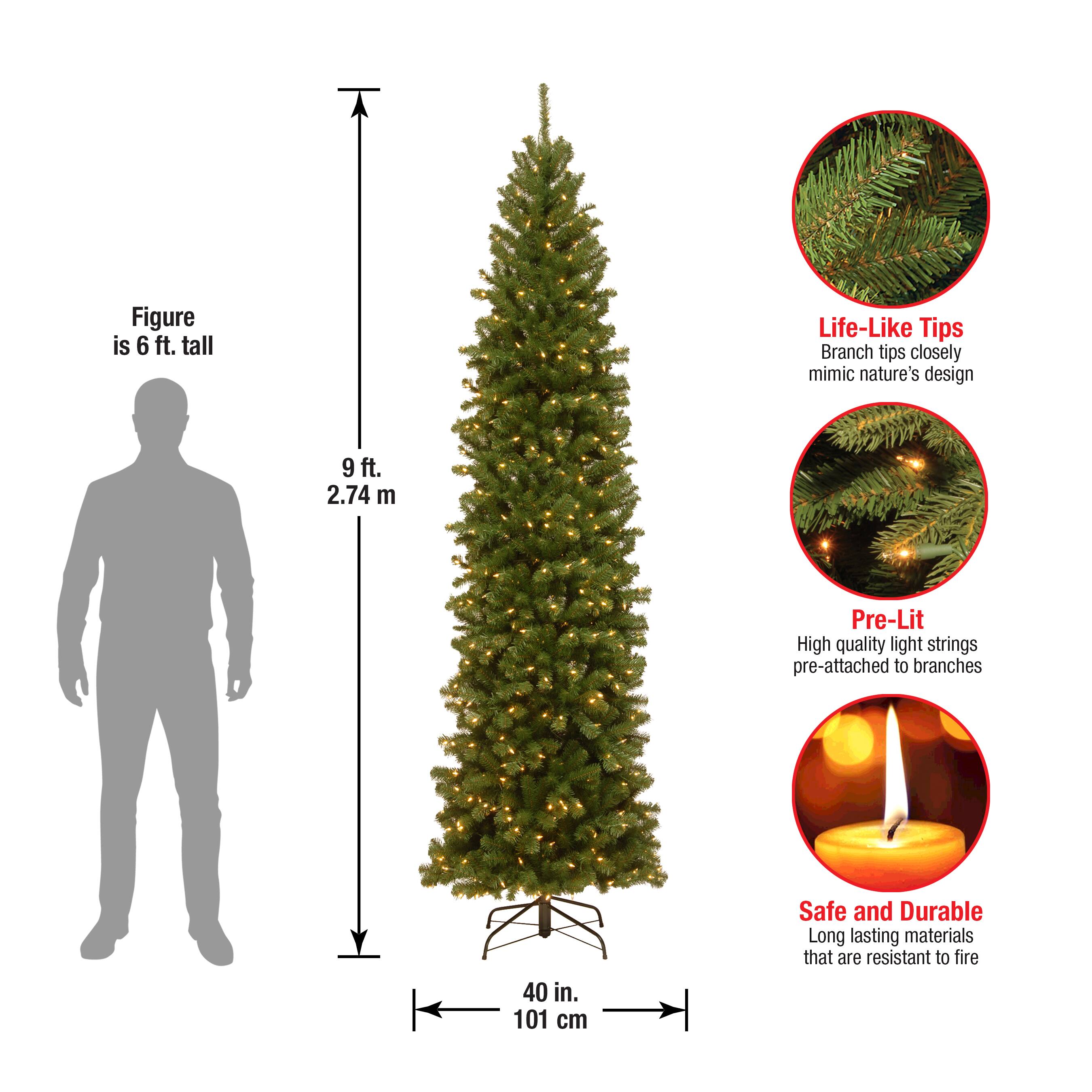 9ft. Pre-Lit North Valley™ Spruce Pencil Slim Artificial Christmas Tree, Clear Lights
