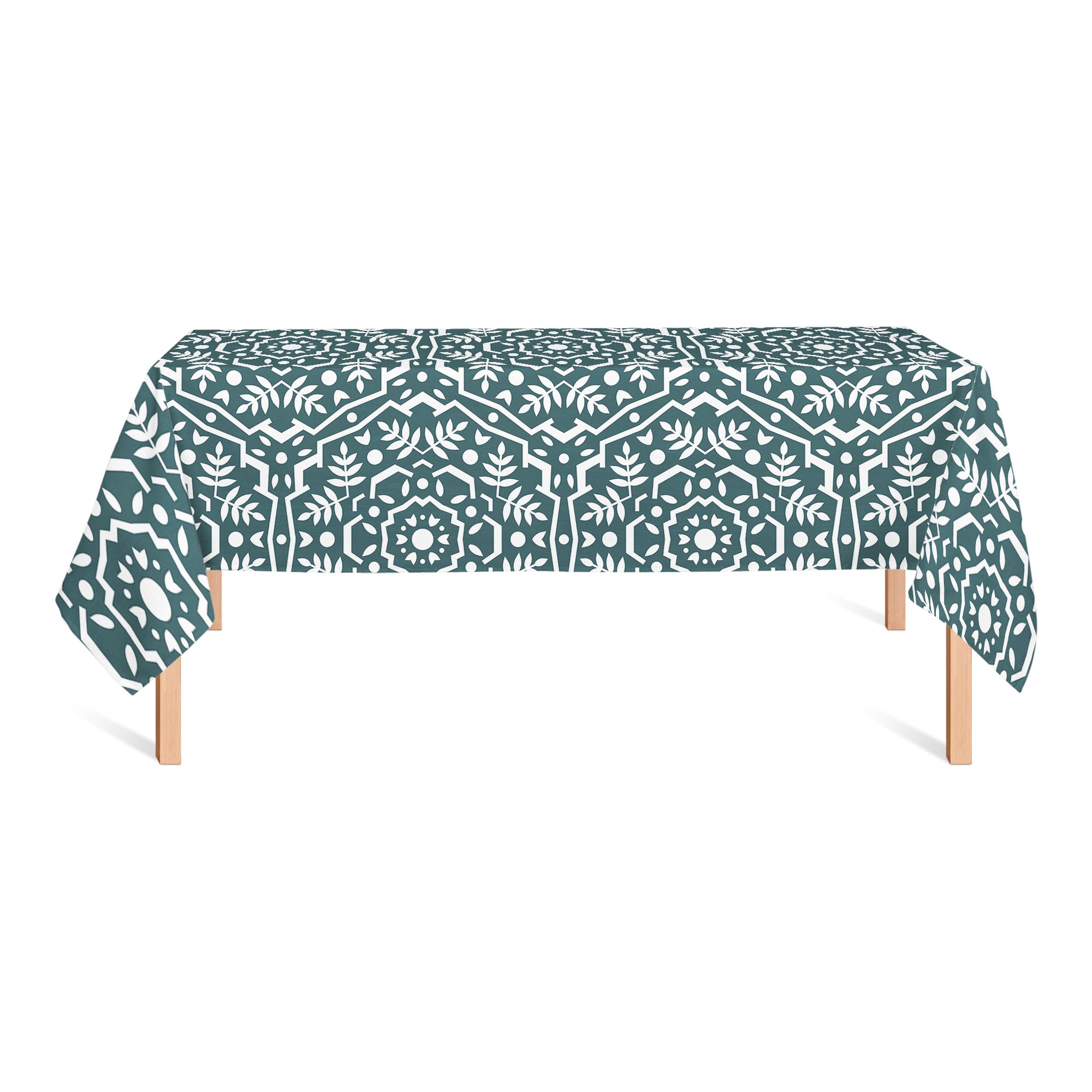 Folk Floral Teal Tablecloth