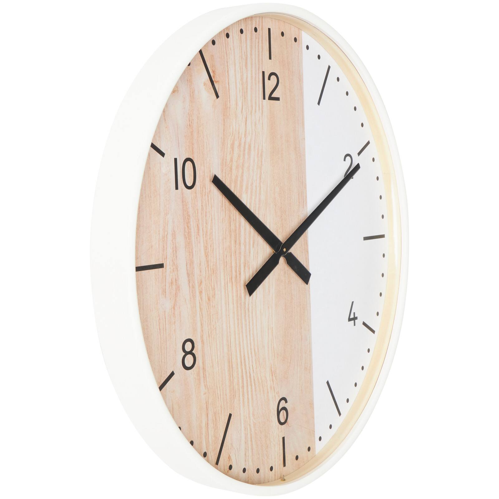 23.5&#x22; Woodgrain &#x26; White 2-Tone Wall Clock