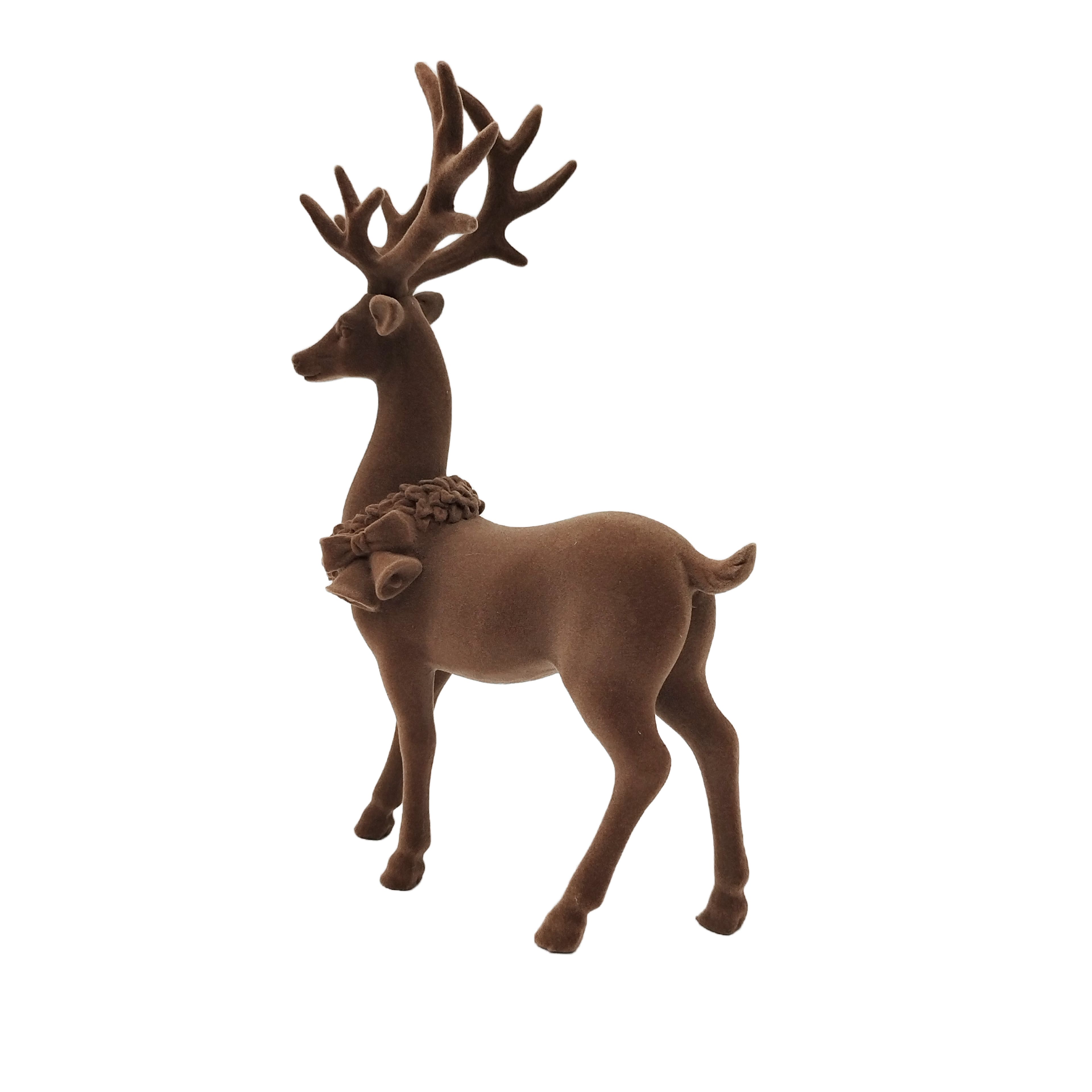 12.75&#x22; Flocked Standing Deer D&#xE9;cor by Ashland&#xAE;