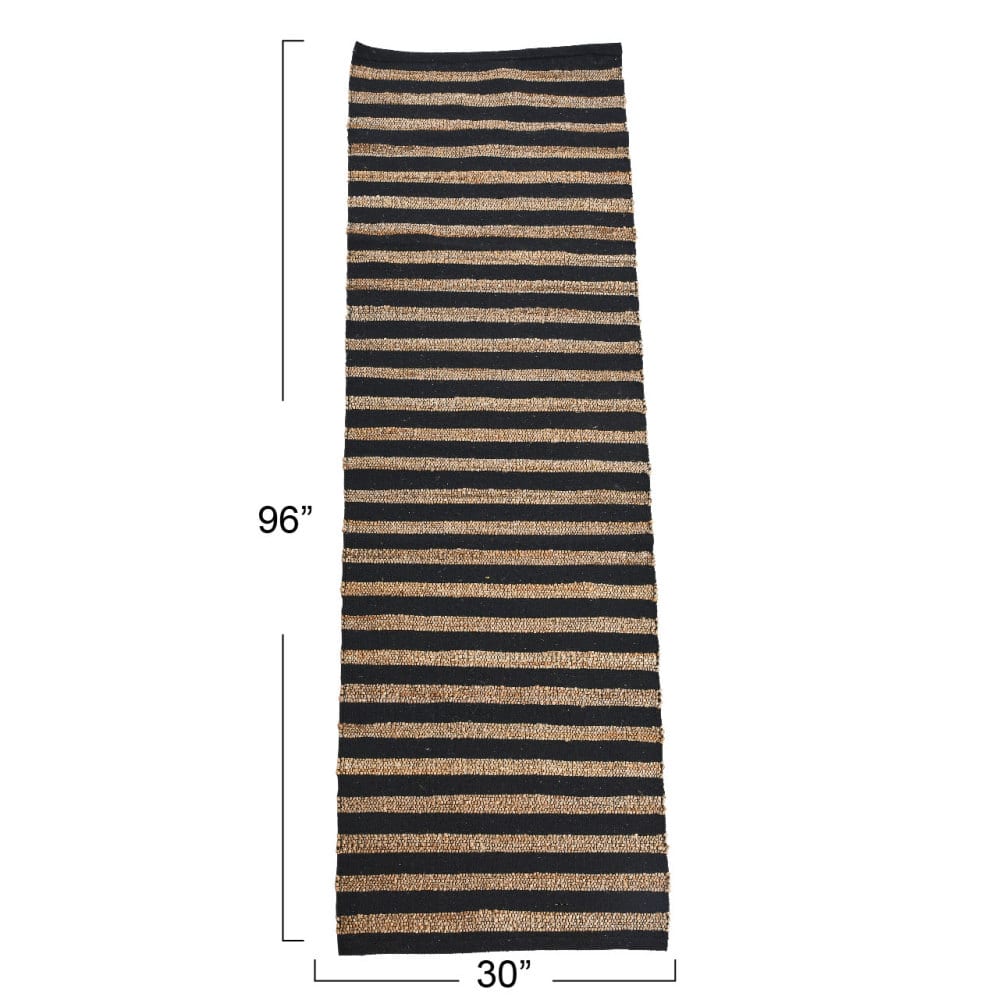 Black and Natural Jute Cotton Area Rug