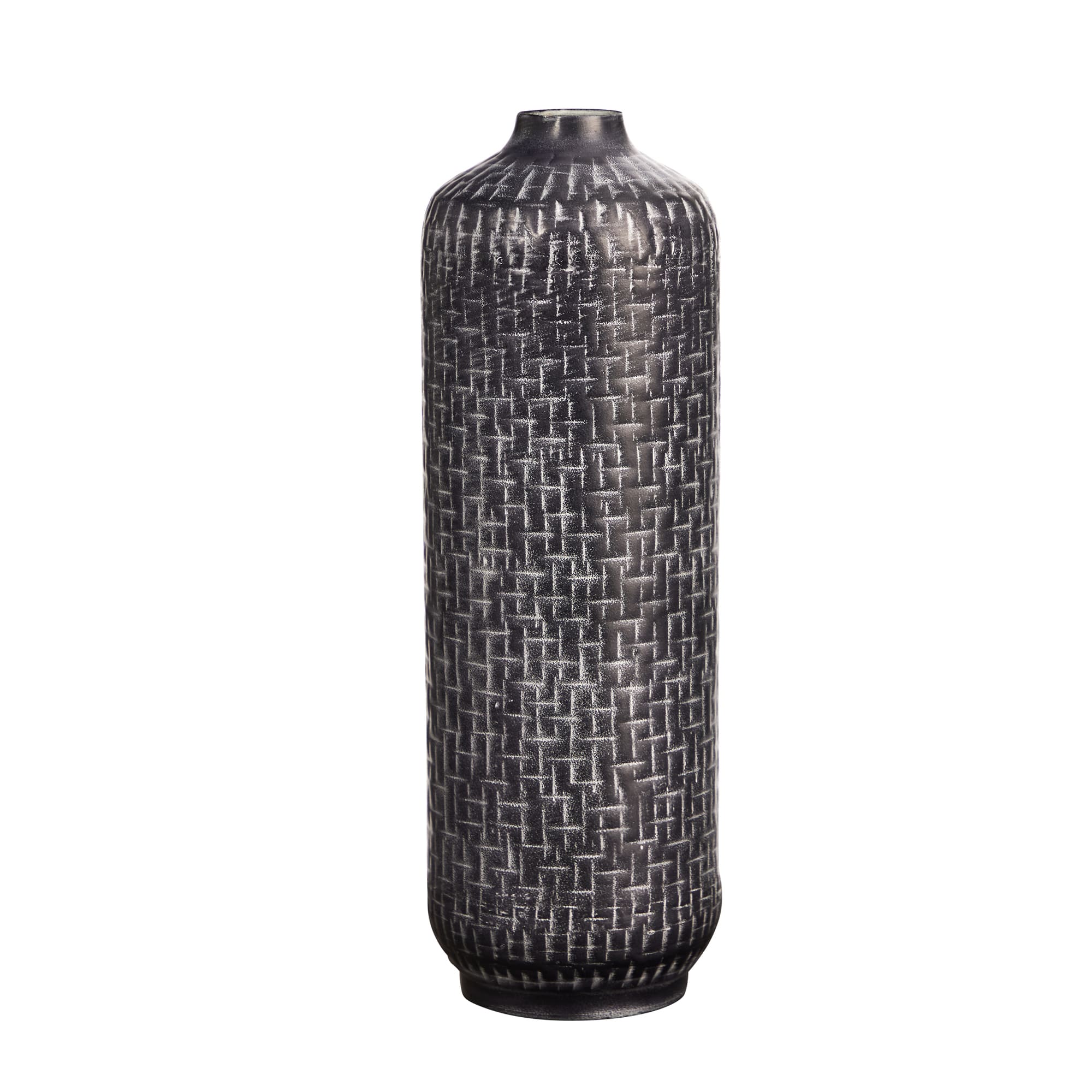 21" Embossed Metal Cylinder Vase