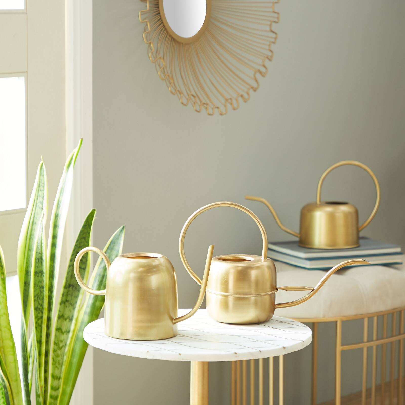 Gold Metal Glam Watering Can Set