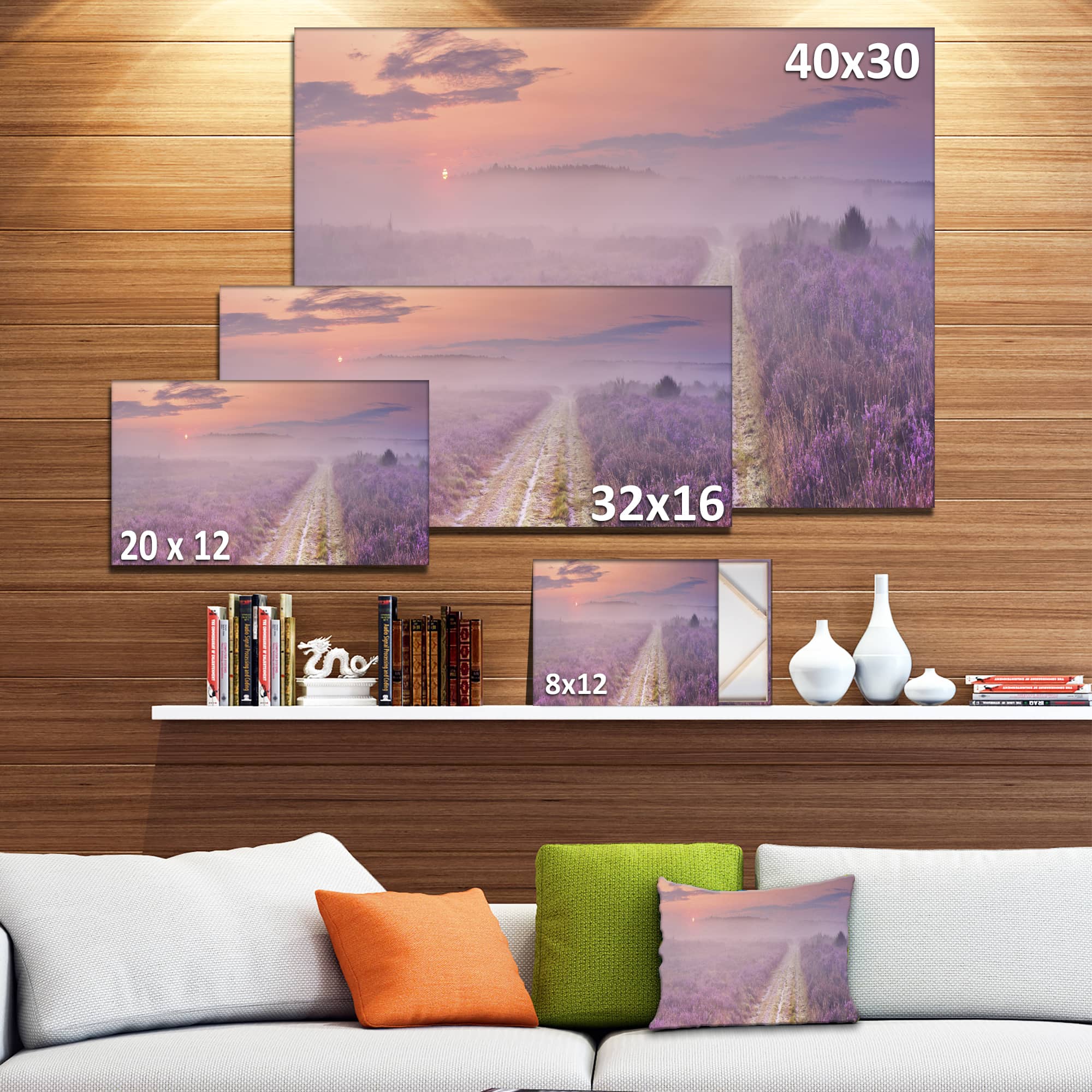 Designart - Path through Blooming Heather - Landscape Canvas Art Print