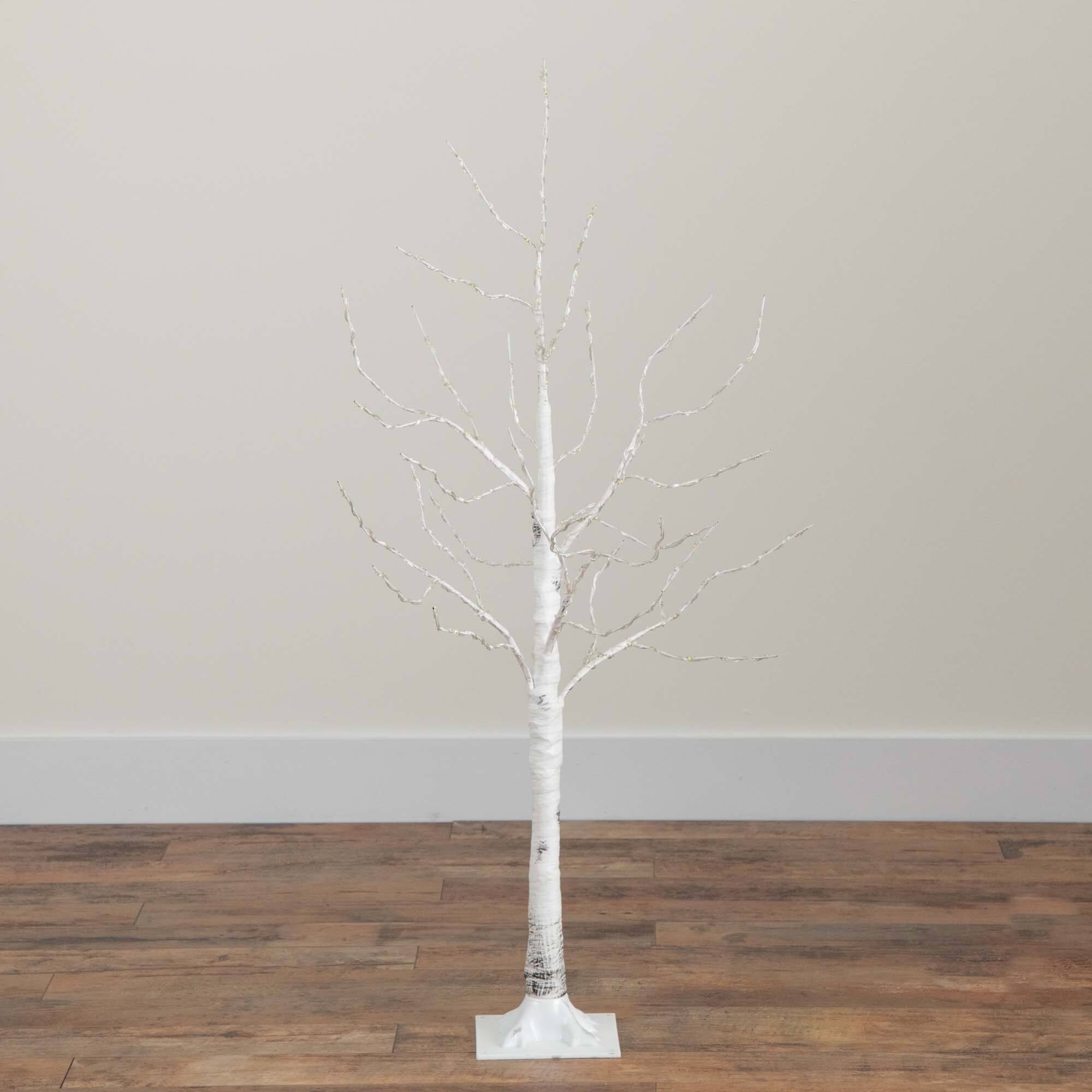 4ft. Pre-Lit White Birch Artificial Christmas Tree, Warm White LED Lights