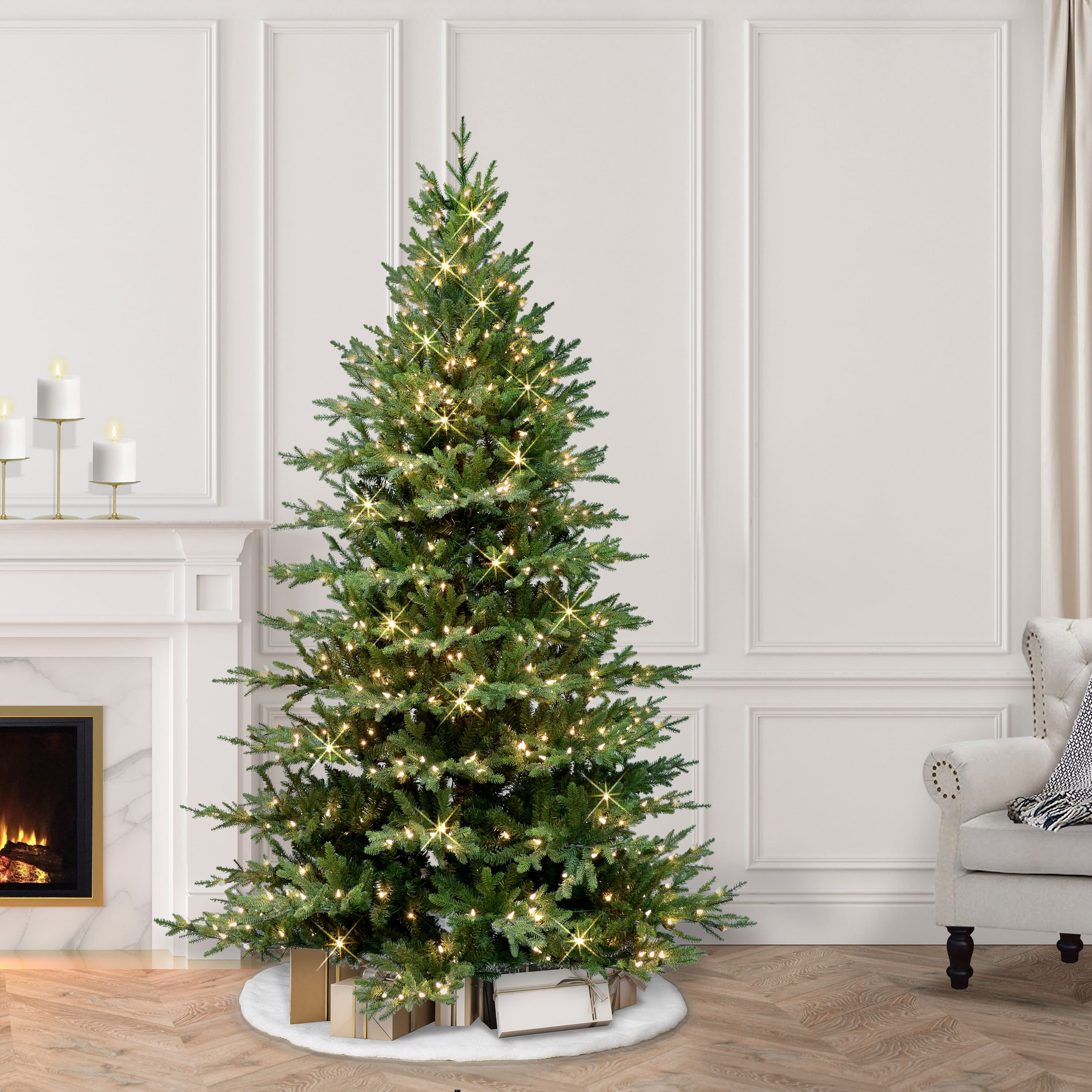 6.5ft. Pre-Lit Balsam Artificial Fir Christmas Tree, Clear LED Lights