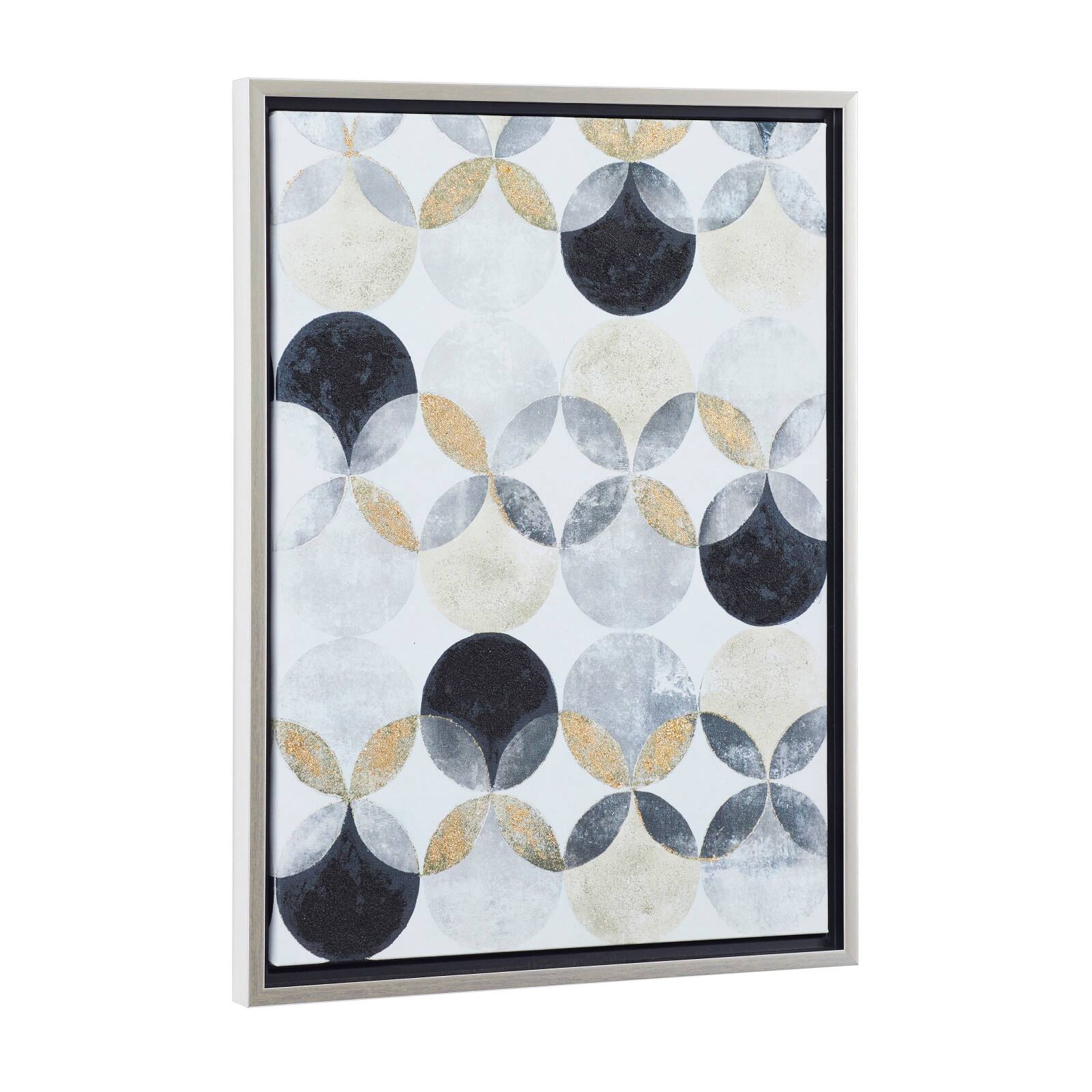 Gray Polystone Modern Framed Wall Art, 24" x 18" x 2"