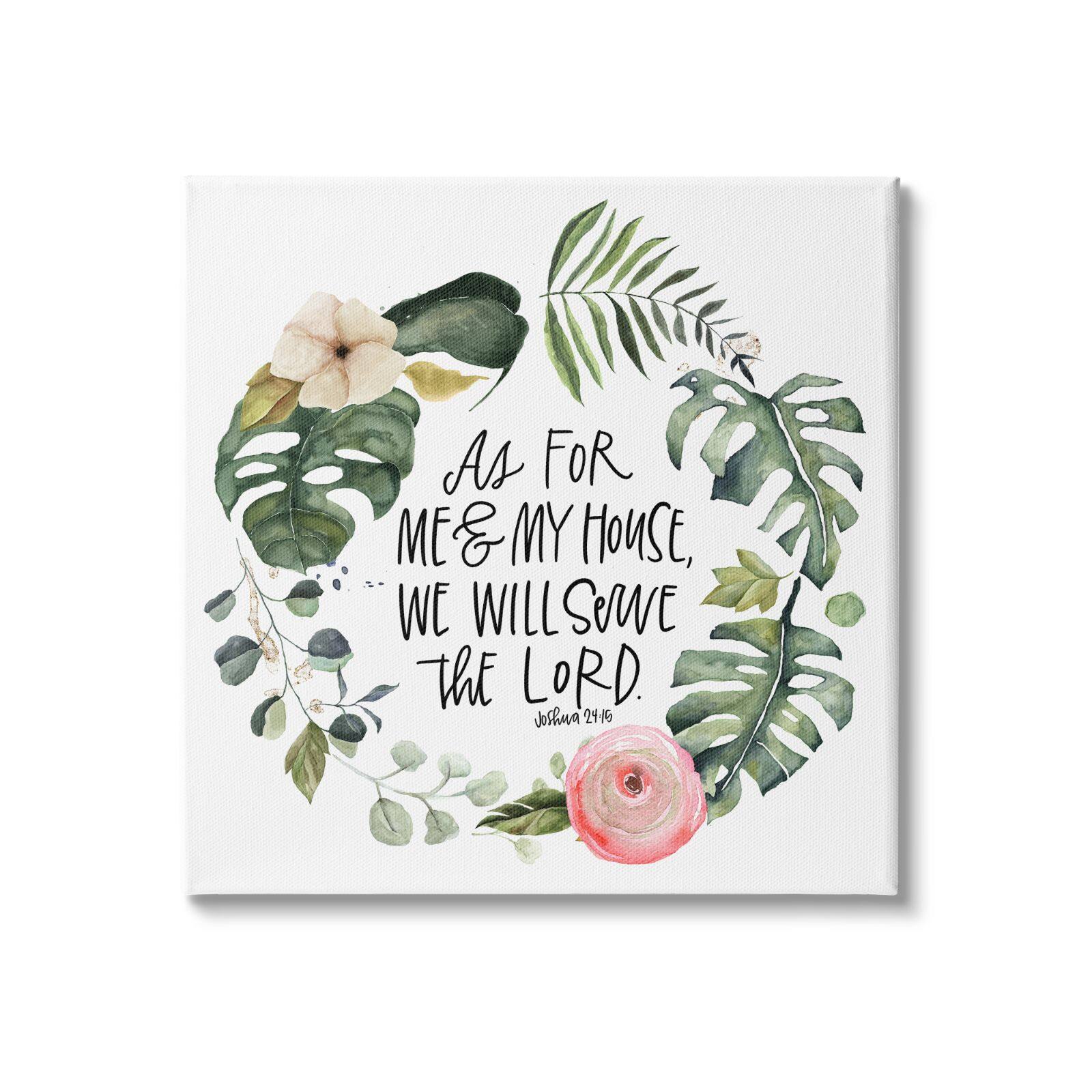 Stupell Industries Serve the Lord Joshua 24:15 Tropical Palm Wreathe Canvas Wall Art