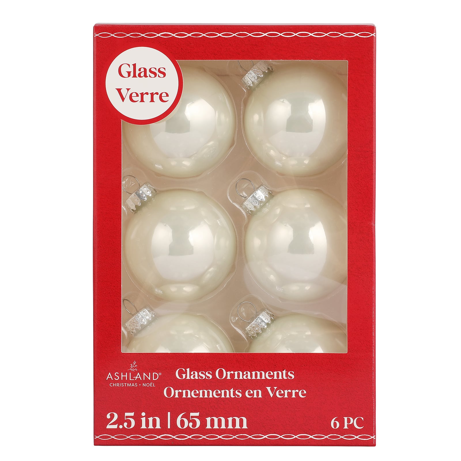 6 Pack 2.5&#x22; Shiny Glass Ball Ornaments by Ashland&#xAE;