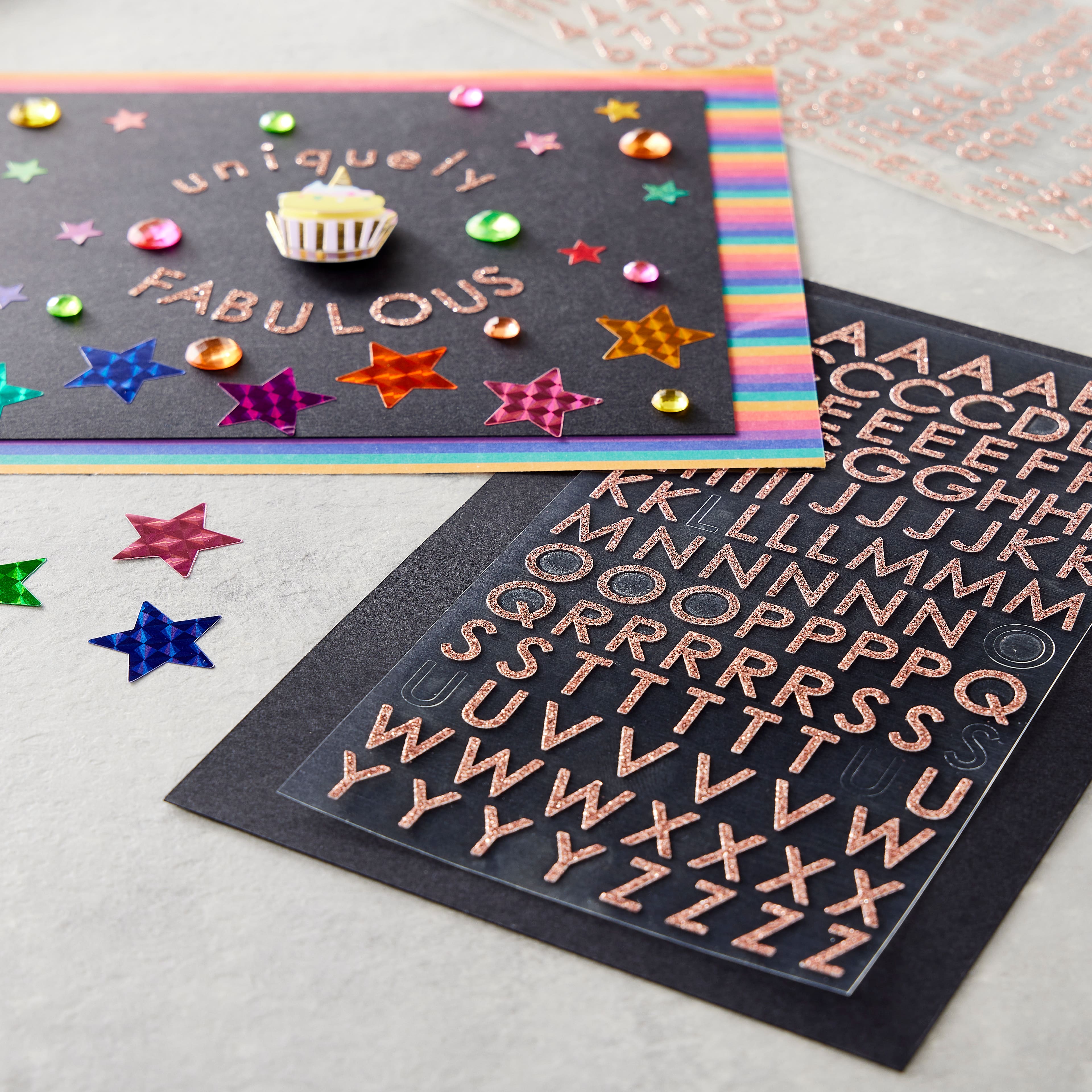 12 Packs: 305 ct. (3660 total) Rose Gold Glitter Alphabet Stickers by Recollections&#x2122;