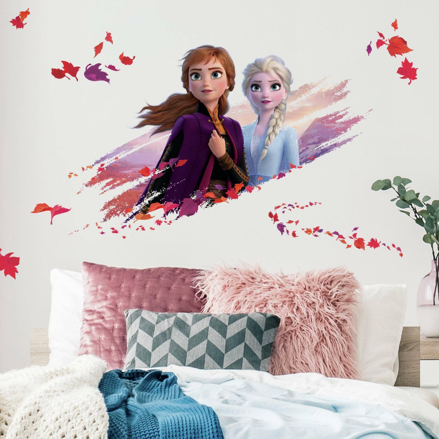 RoomMates Frozen II Elsa &#x26; Anna Peel &#x26; Stick Giant Wall Decals