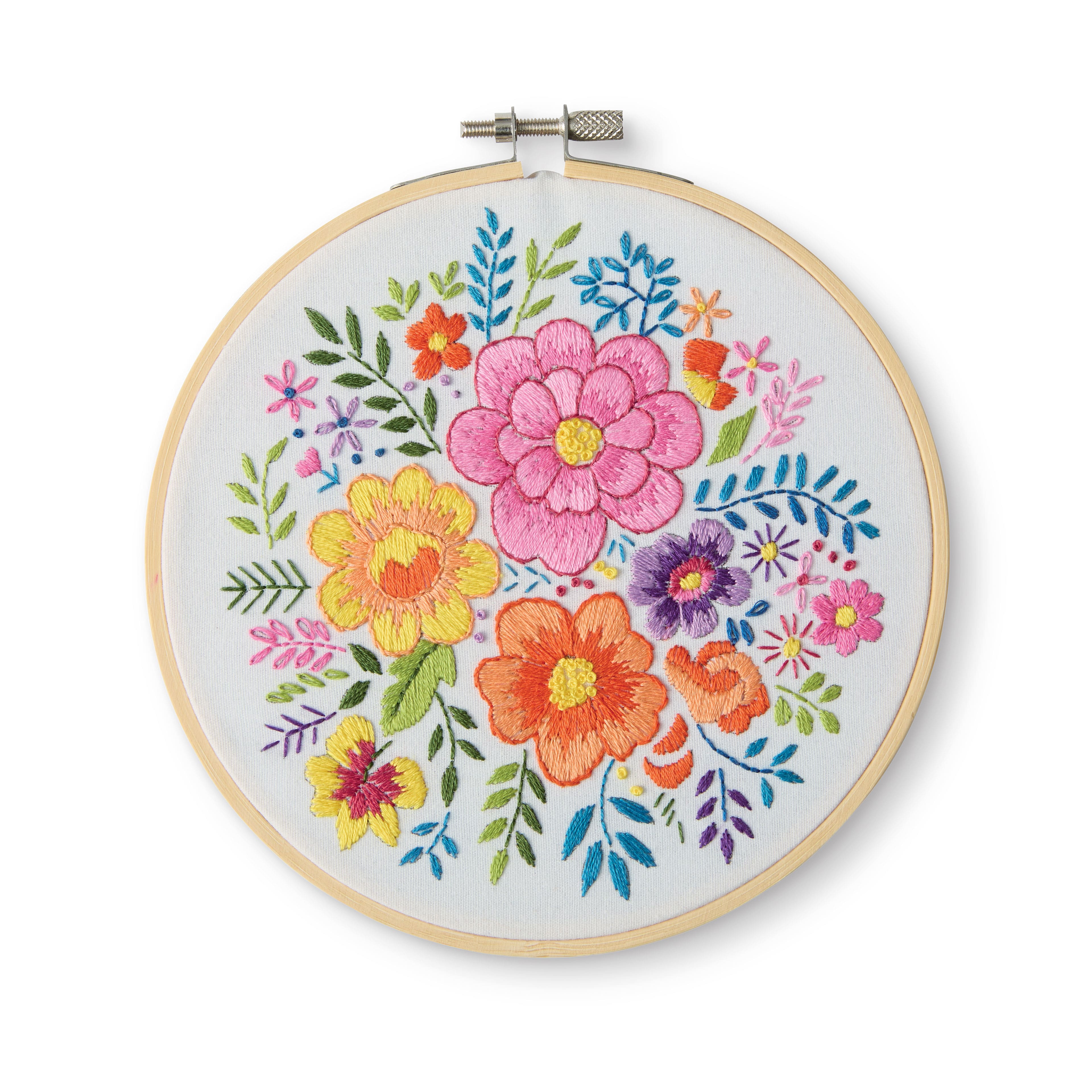 6&#x22; Floral Stamped Design Embroidery Kit with Hoop by Loops &#x26; Threads&#xAE;