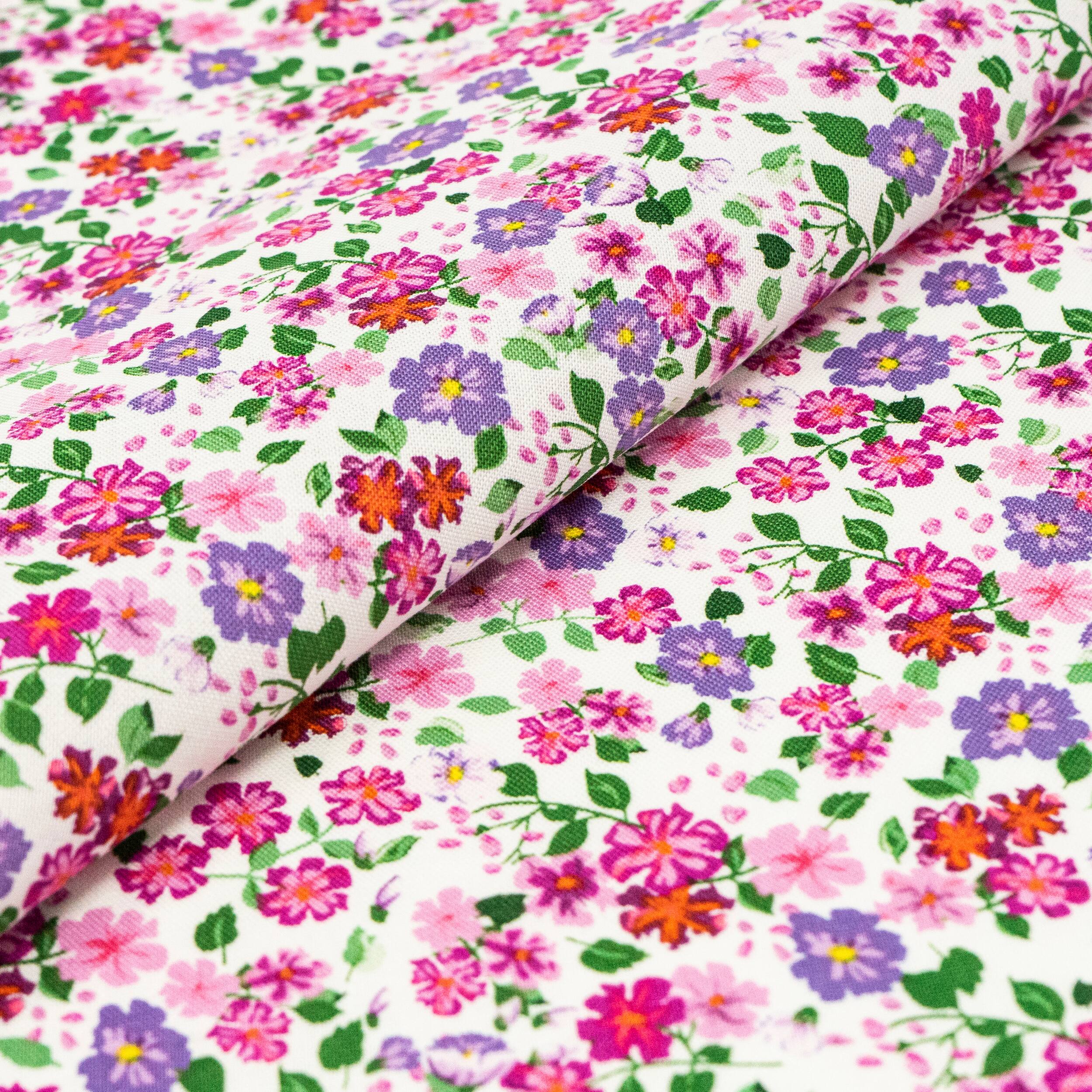SINGER Packed Pink Flowers Cotton Fabric