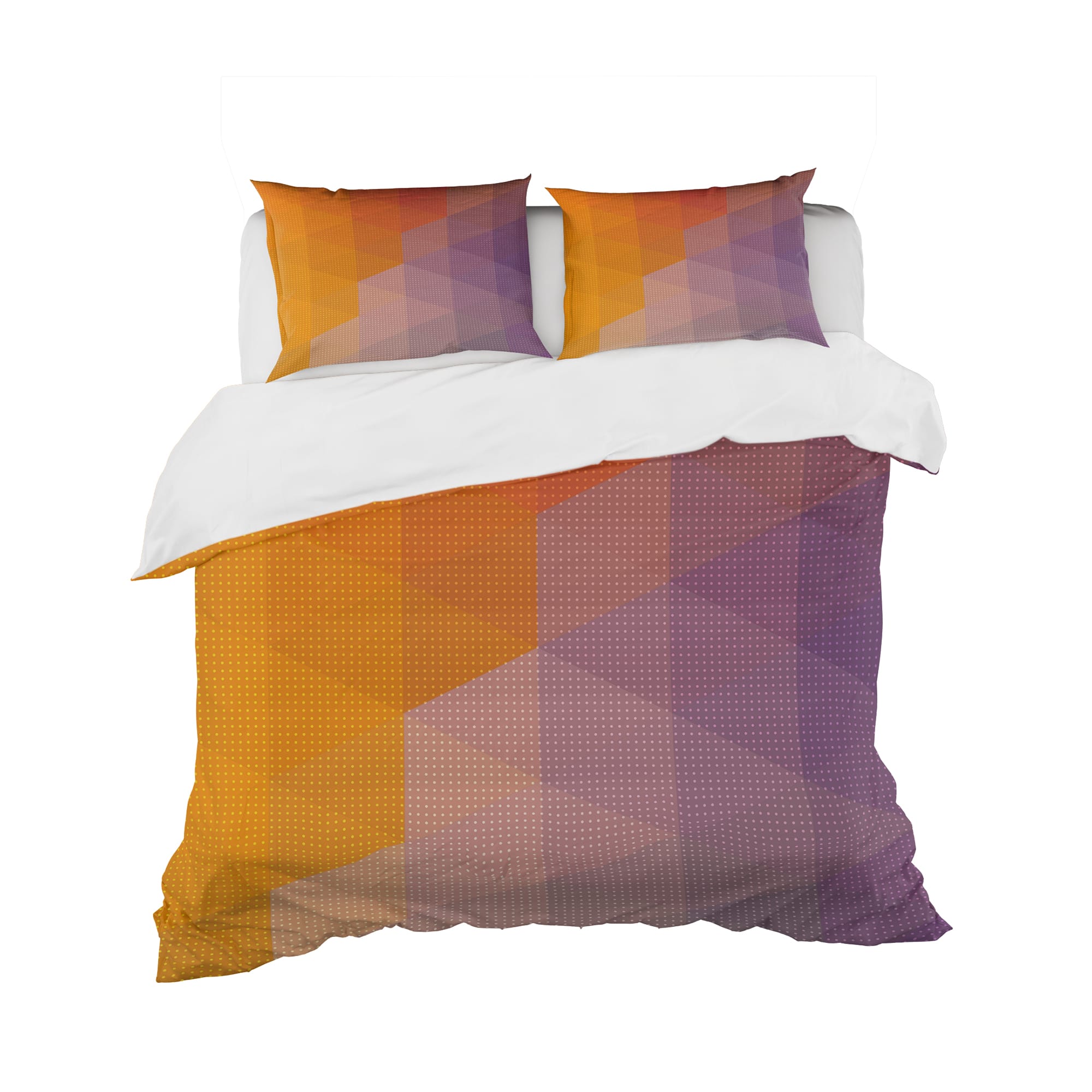 Designart &#x27;Dotted Triangular Geometry in Yellow and Purple&#x27; Modern &#x26; Contemporary Bedding Set - Duvet Cover &#x26; Shams