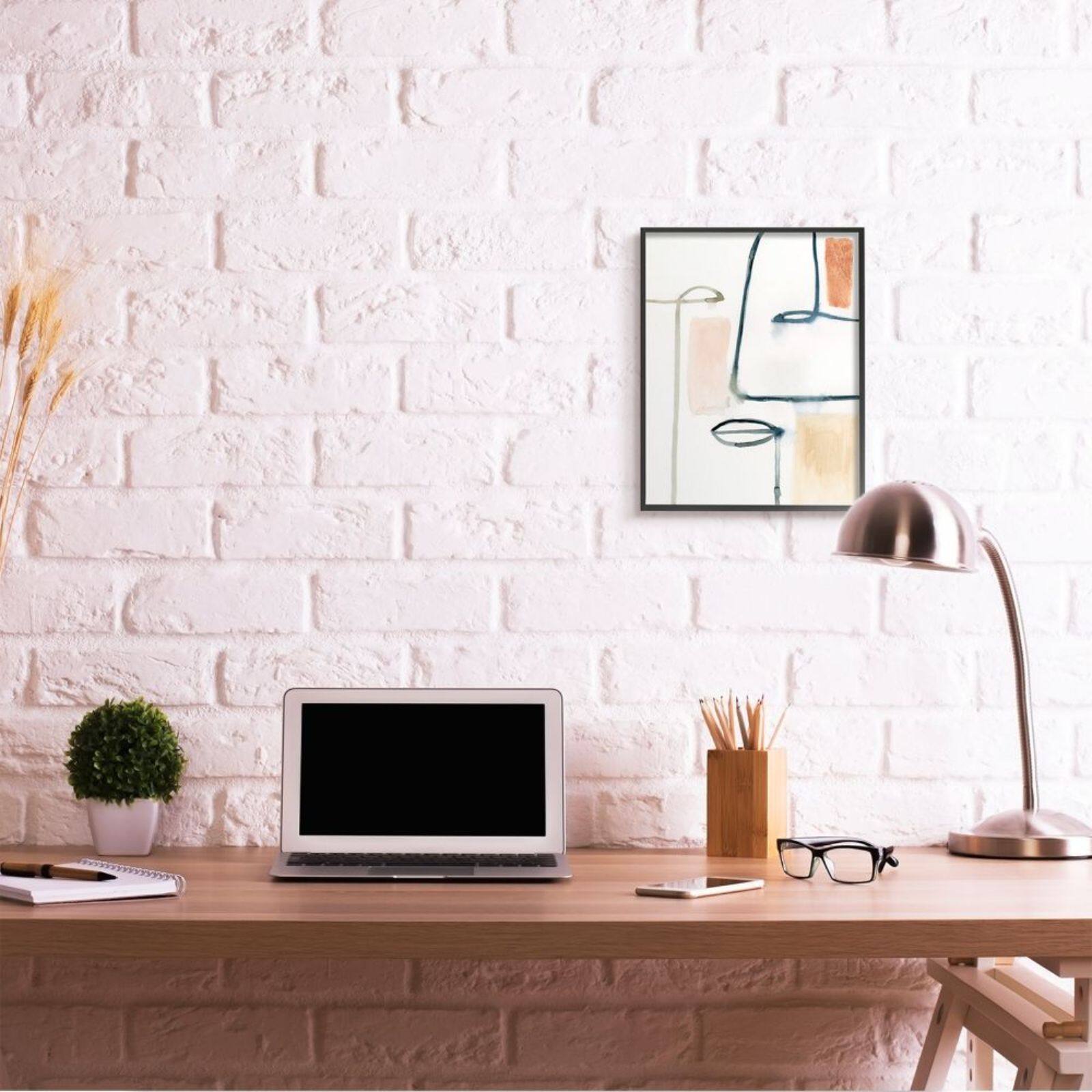 Stupell Industries Abstract Color Block Face Print with Black Frame Wall Accent