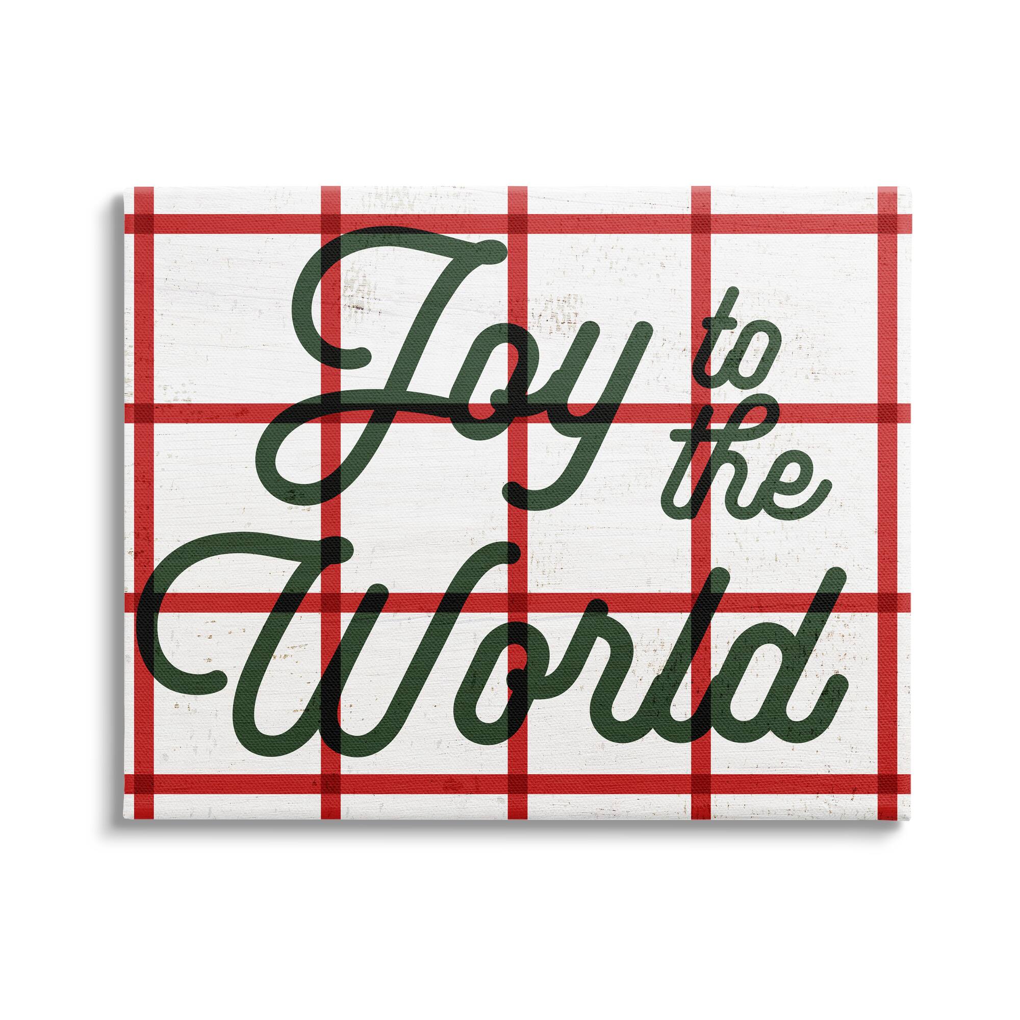 Stupell Industries Joy To The World Tartan Phrase Canvas Wall Art