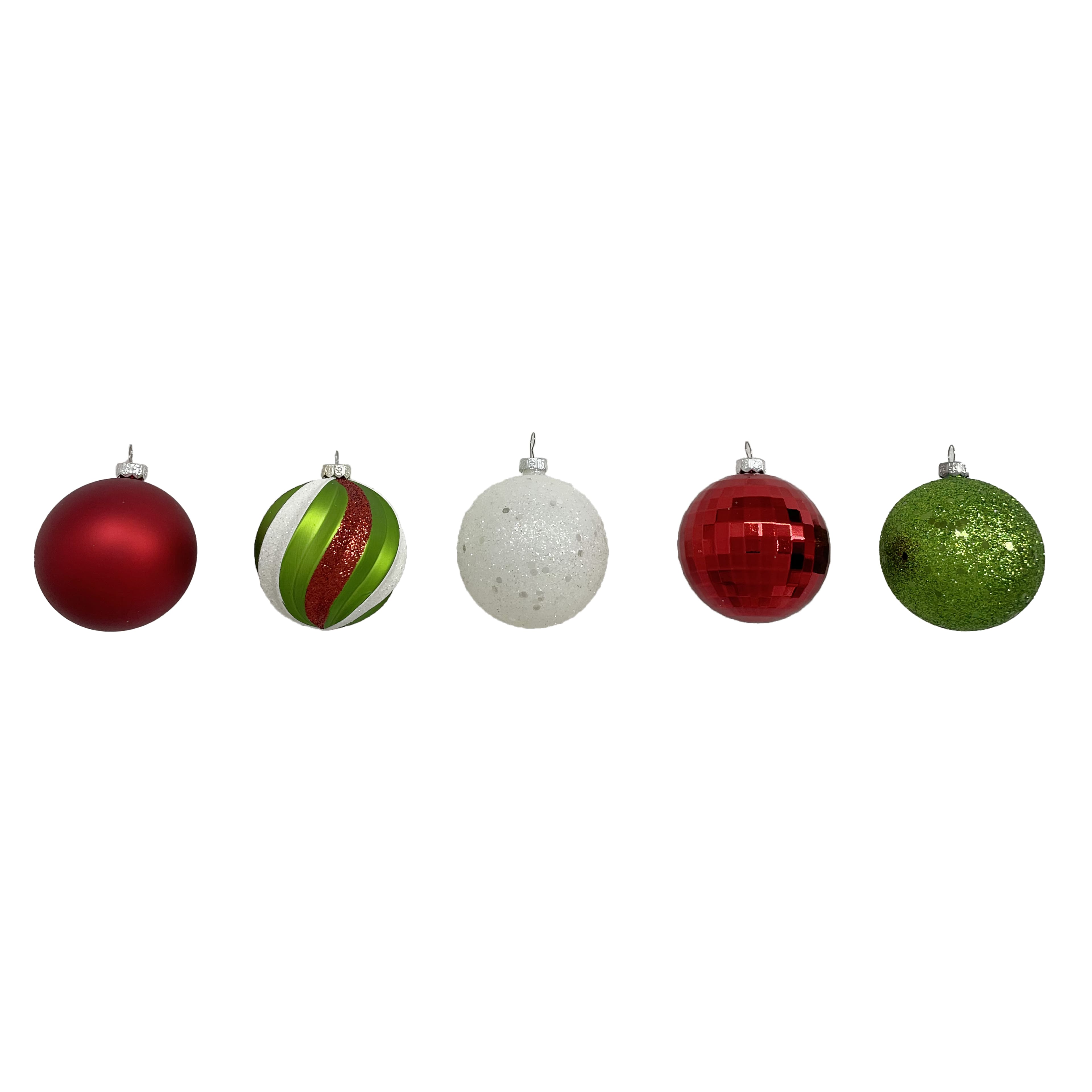 50 Pack 2&#x22; Red, White &#x26; Green Matte Shatterproof Ball Ornament Mix by Ashland&#xAE;