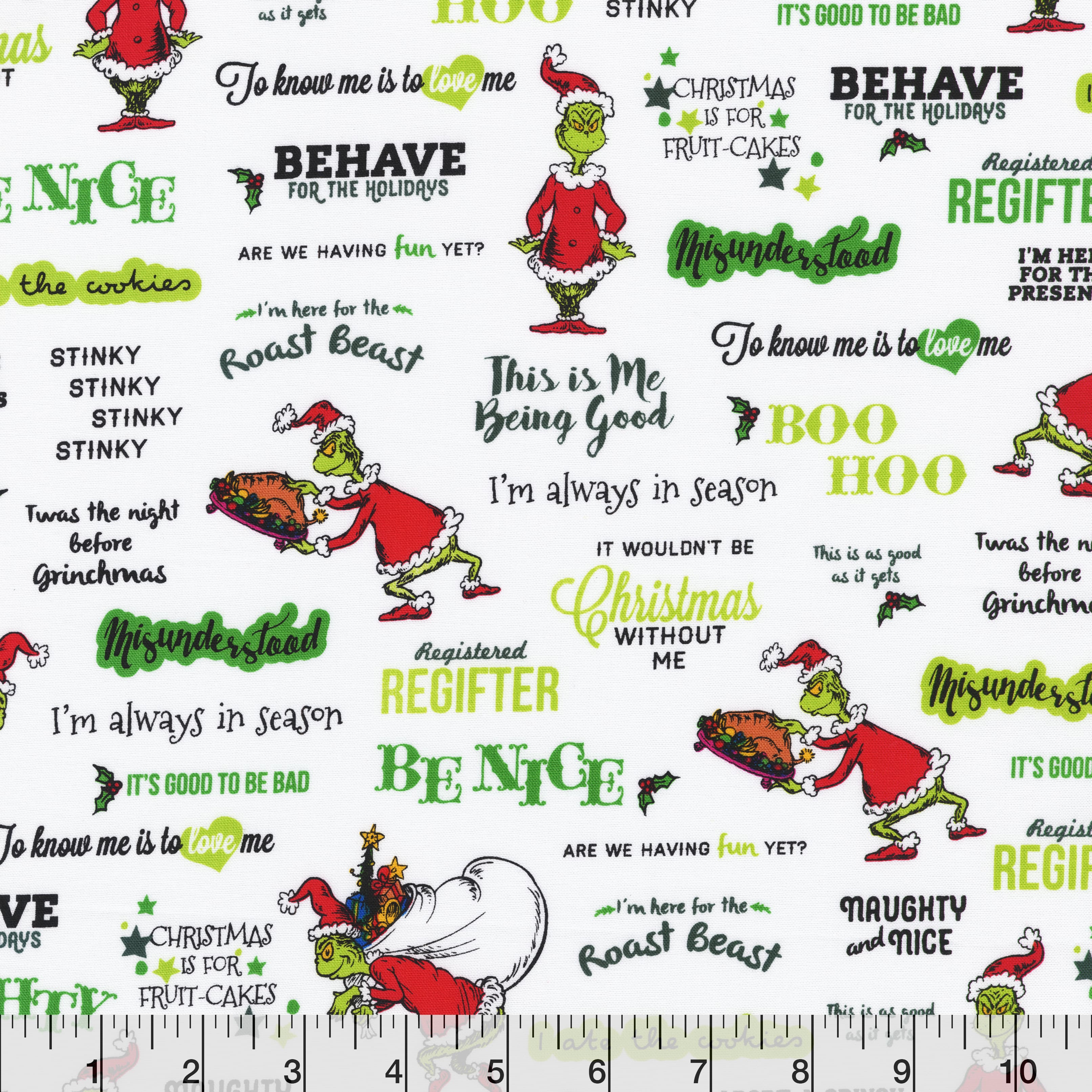 Dr. Seuss™ The Grinch Words Cotton Fabric