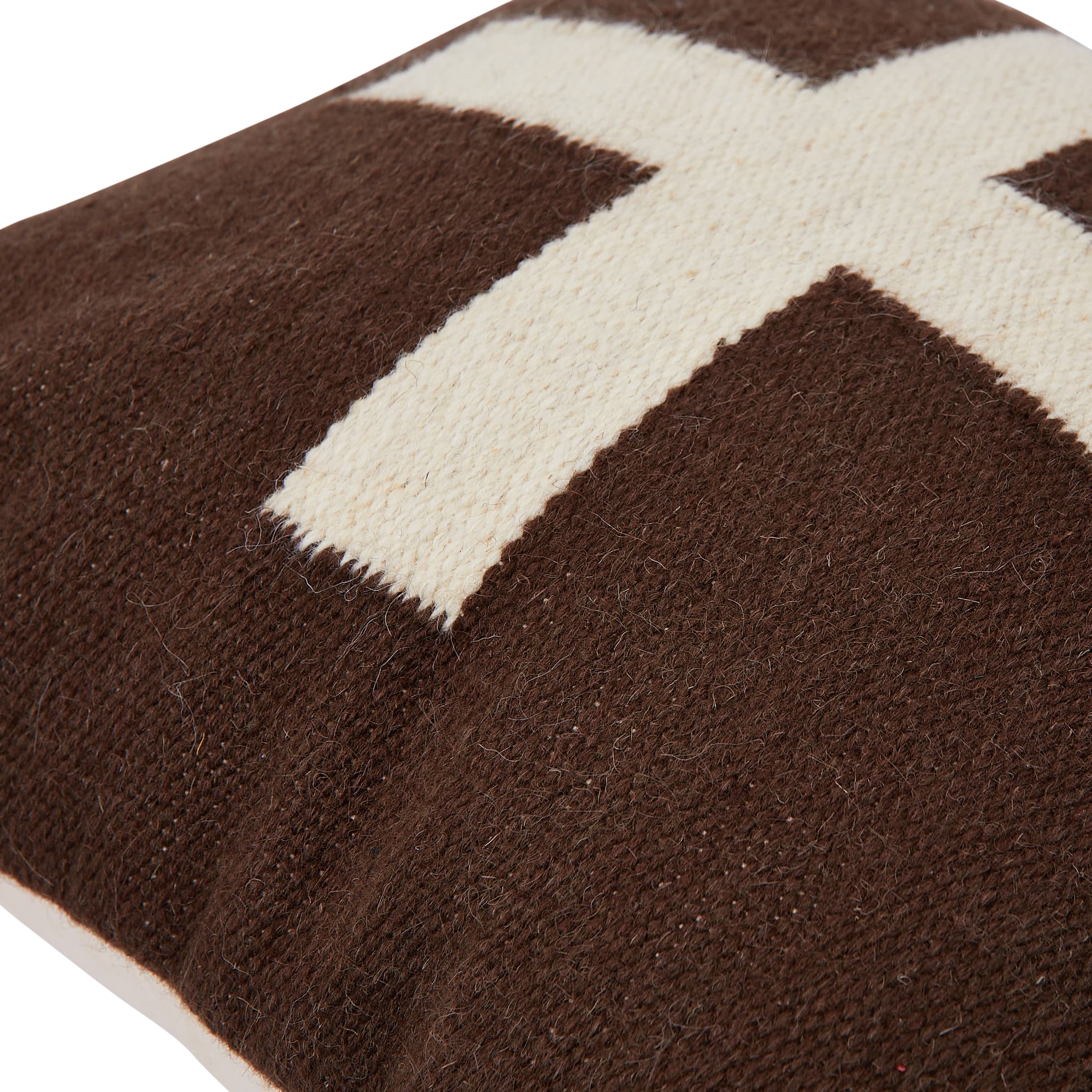 Brown &#x26; Natural Swiss Cross Cotton Wool Throw Pillow