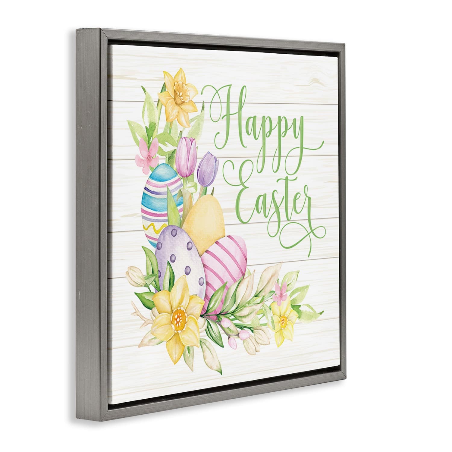 Stupell Industries Happy Easter Daffodils Floater Framed Art