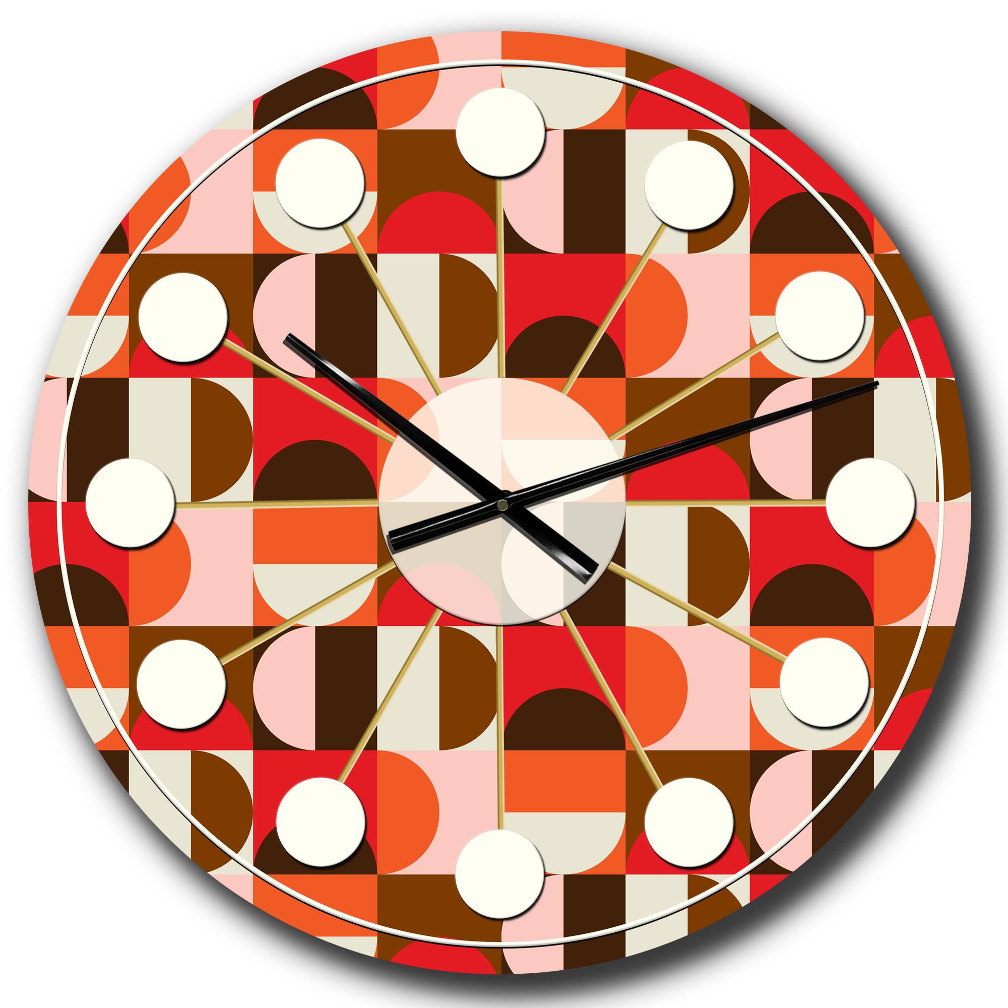Designart 'Retro Geometric Design Ii Mid-Century Modern Wall Clock