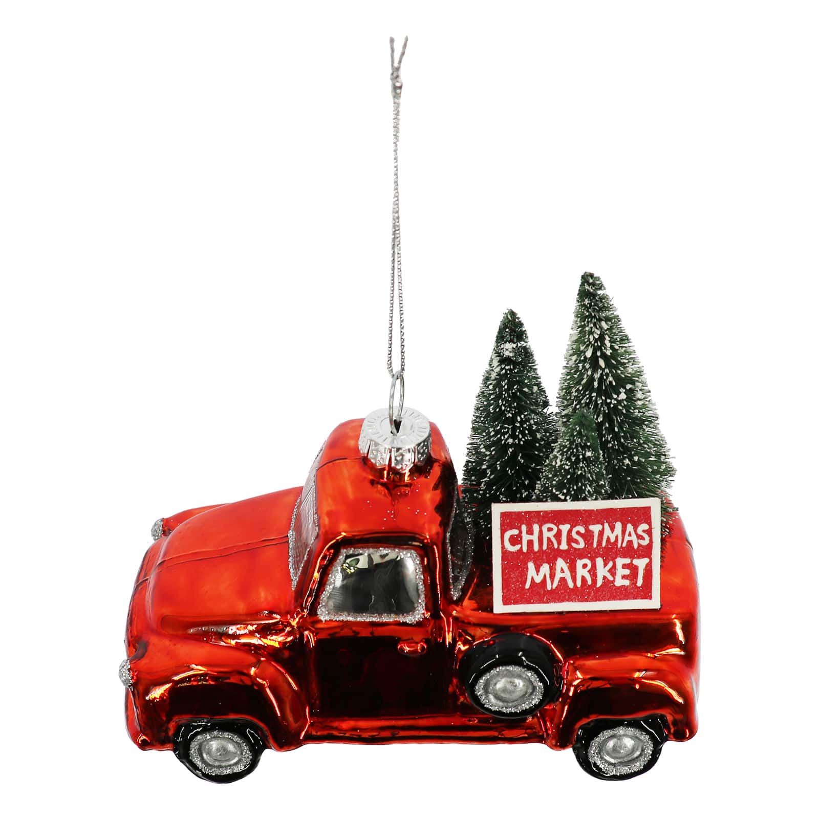4.5&#x22; Truck with Christmas Tree Glass Ornament by Ashland&#xAE;