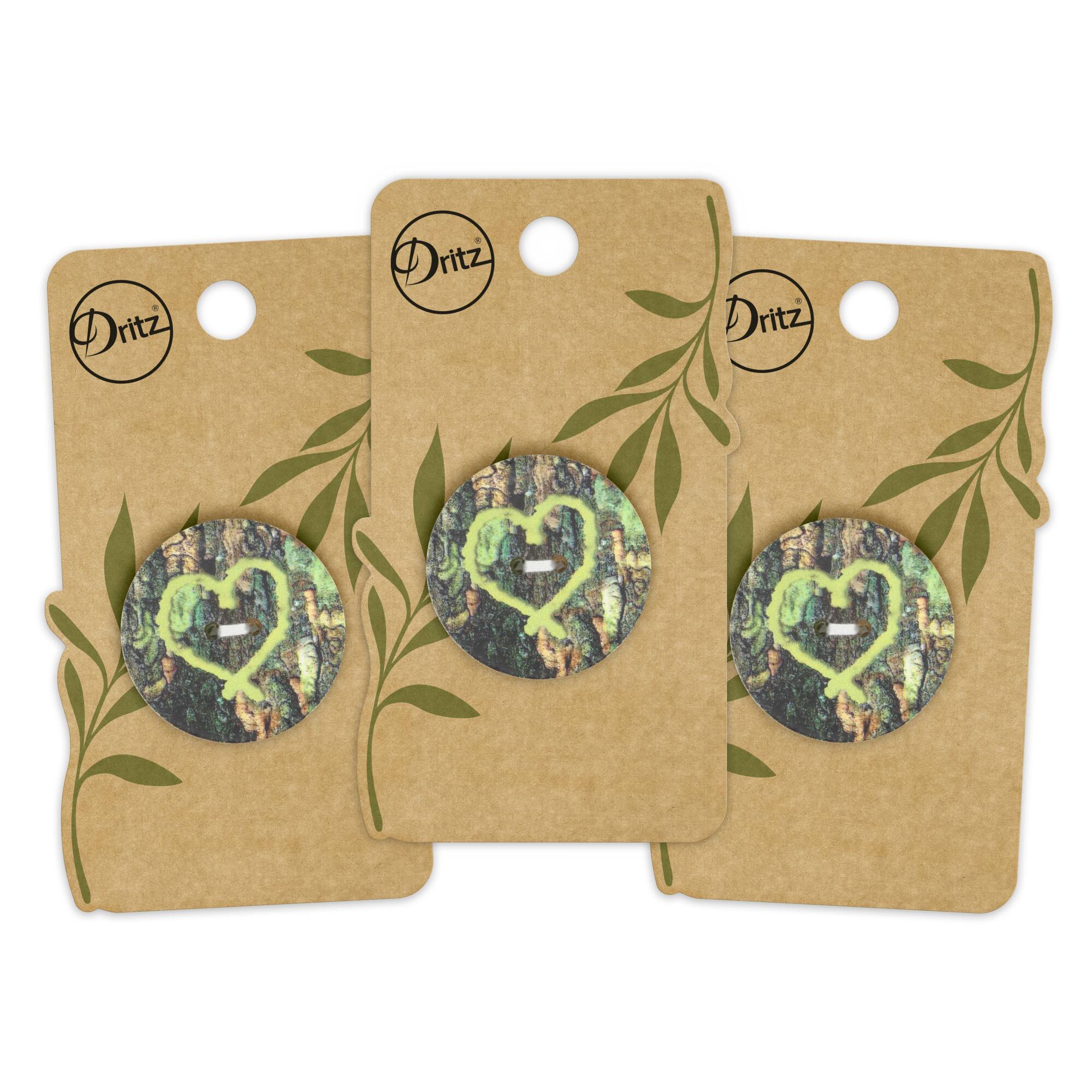 Dritz® 30mm Light Green Sustainable Coconut Round Heart Button, 3ct.