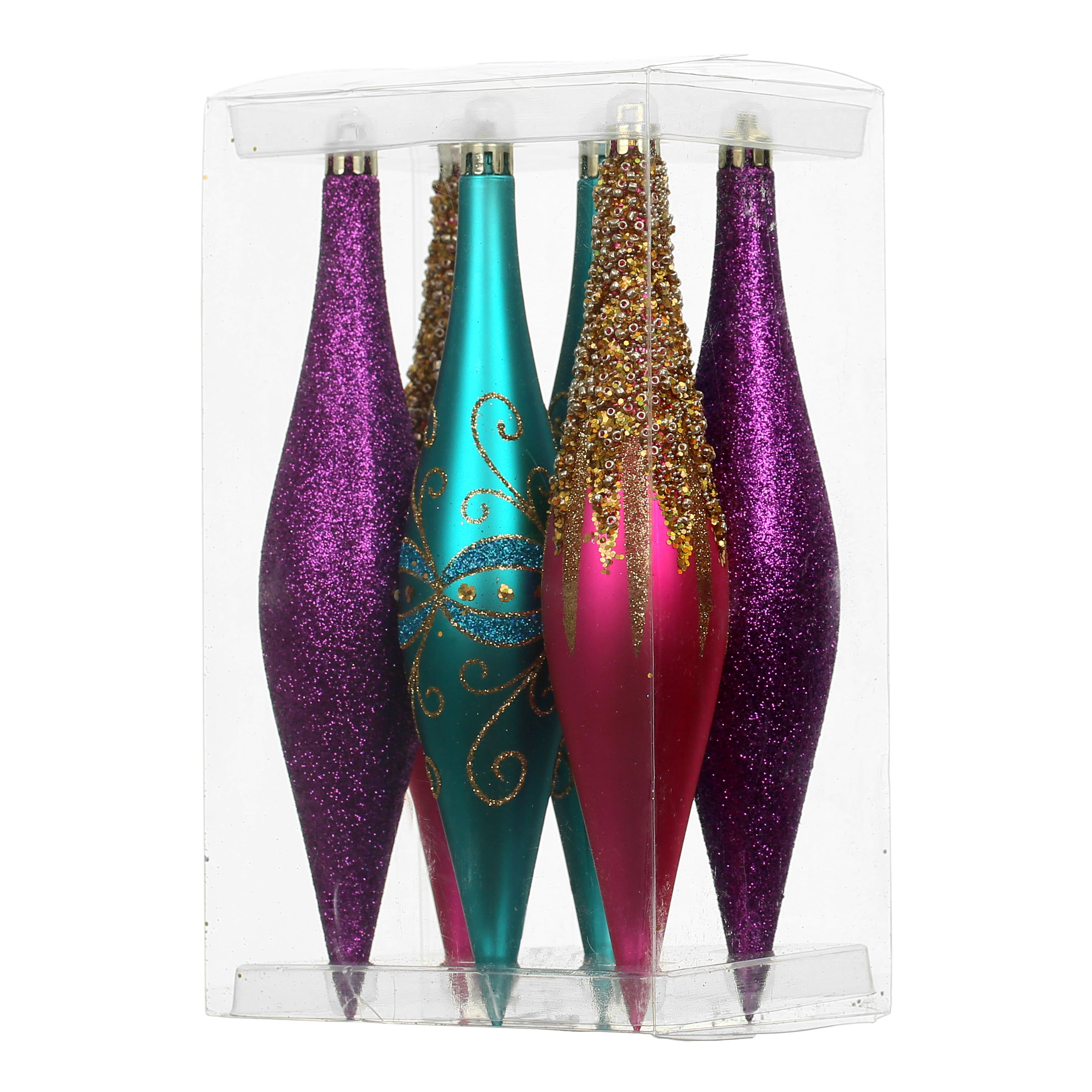 6 Pack 7.7" Jewels & Jolly Shatterproof Teardrop Ornaments by Ashland®