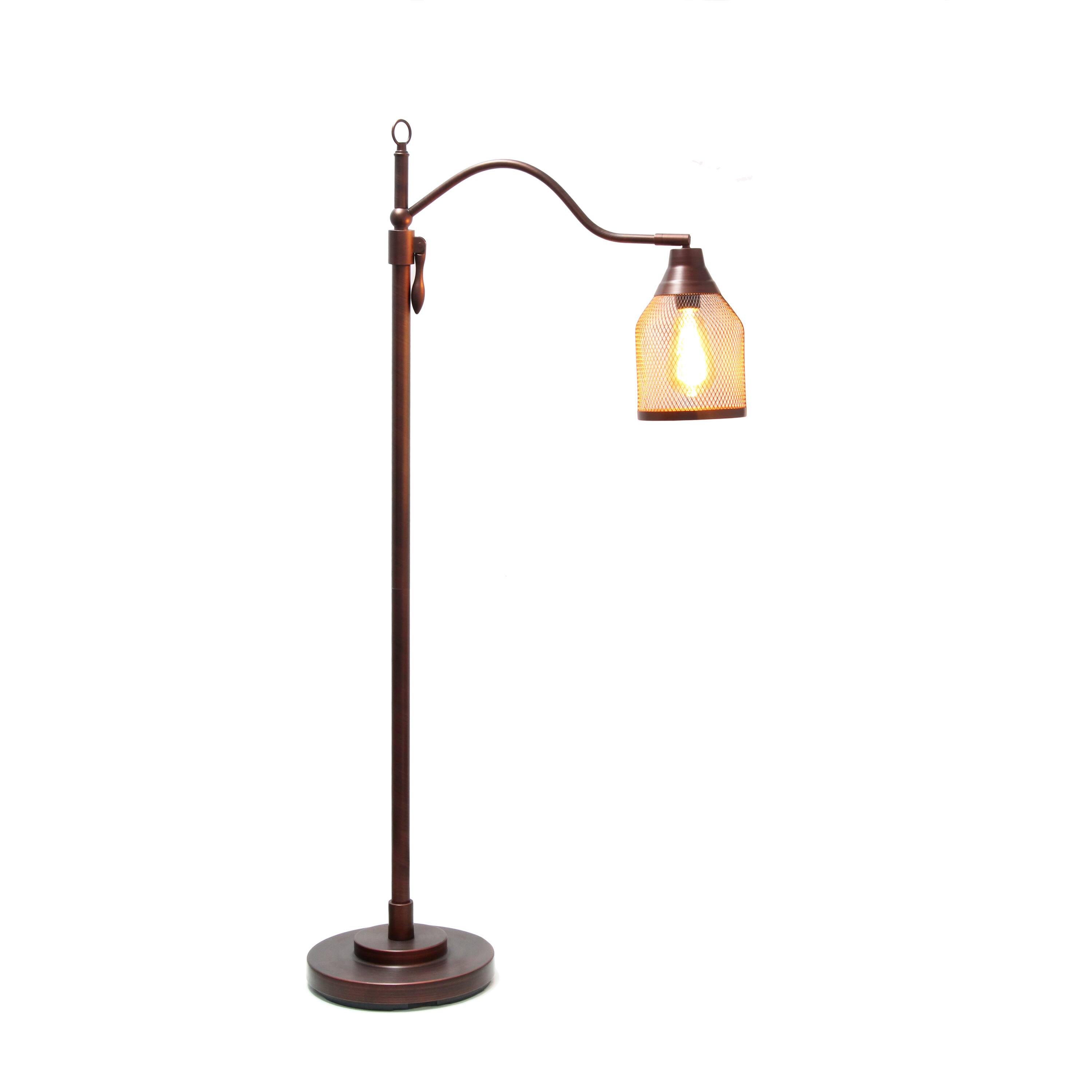 Lalia Home 5ft. Red Bronze Vintage Arched Floor Lamp with Iron Mesh Shade