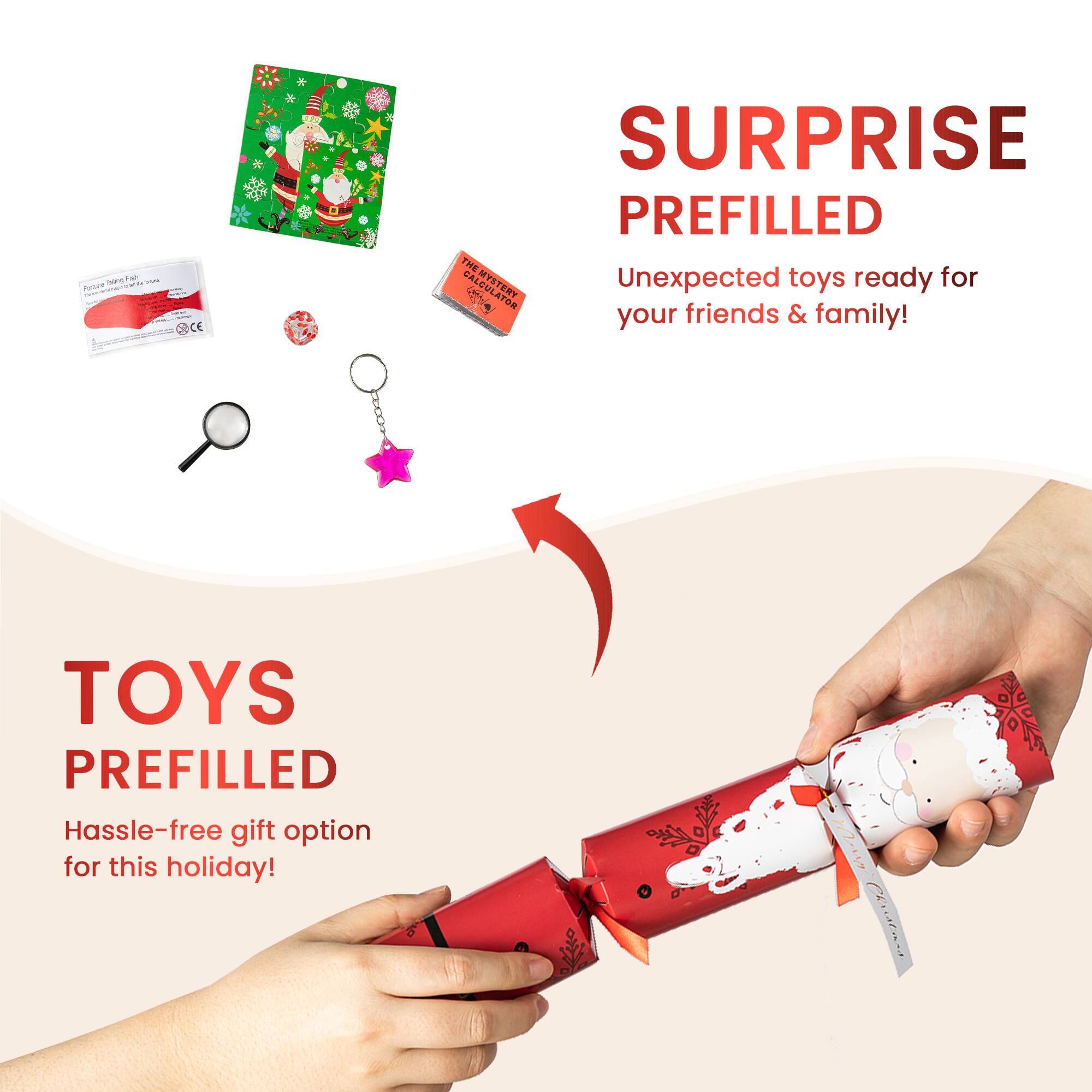 Glitzhome&#xAE; 12&#x22; Christmas Santa, Snowman, Penguin &#x26; Reindeer Party Cracker with Gift Contents, 6ct.