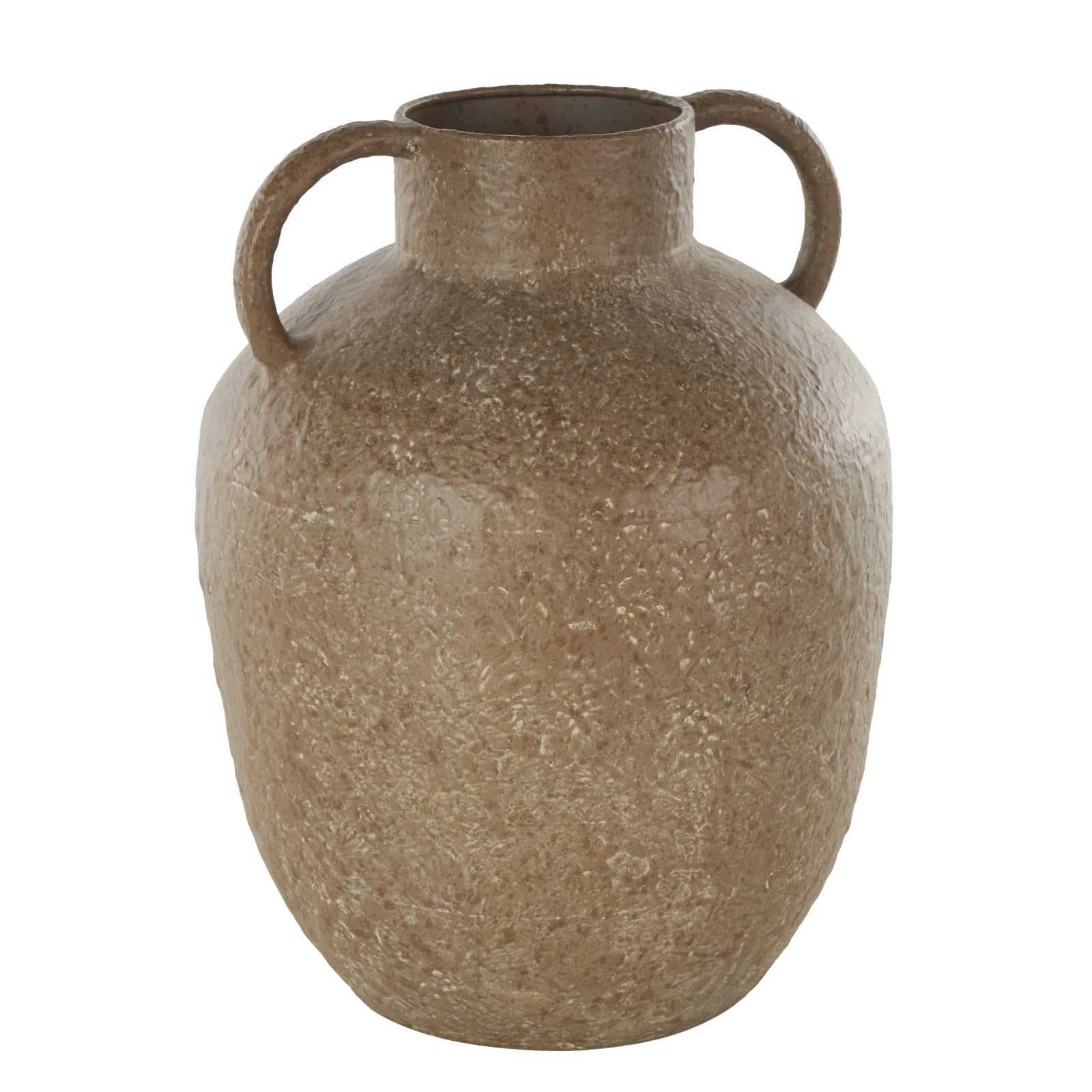 12&#x22; Brown Antique Inspired Metal Vase with Handles