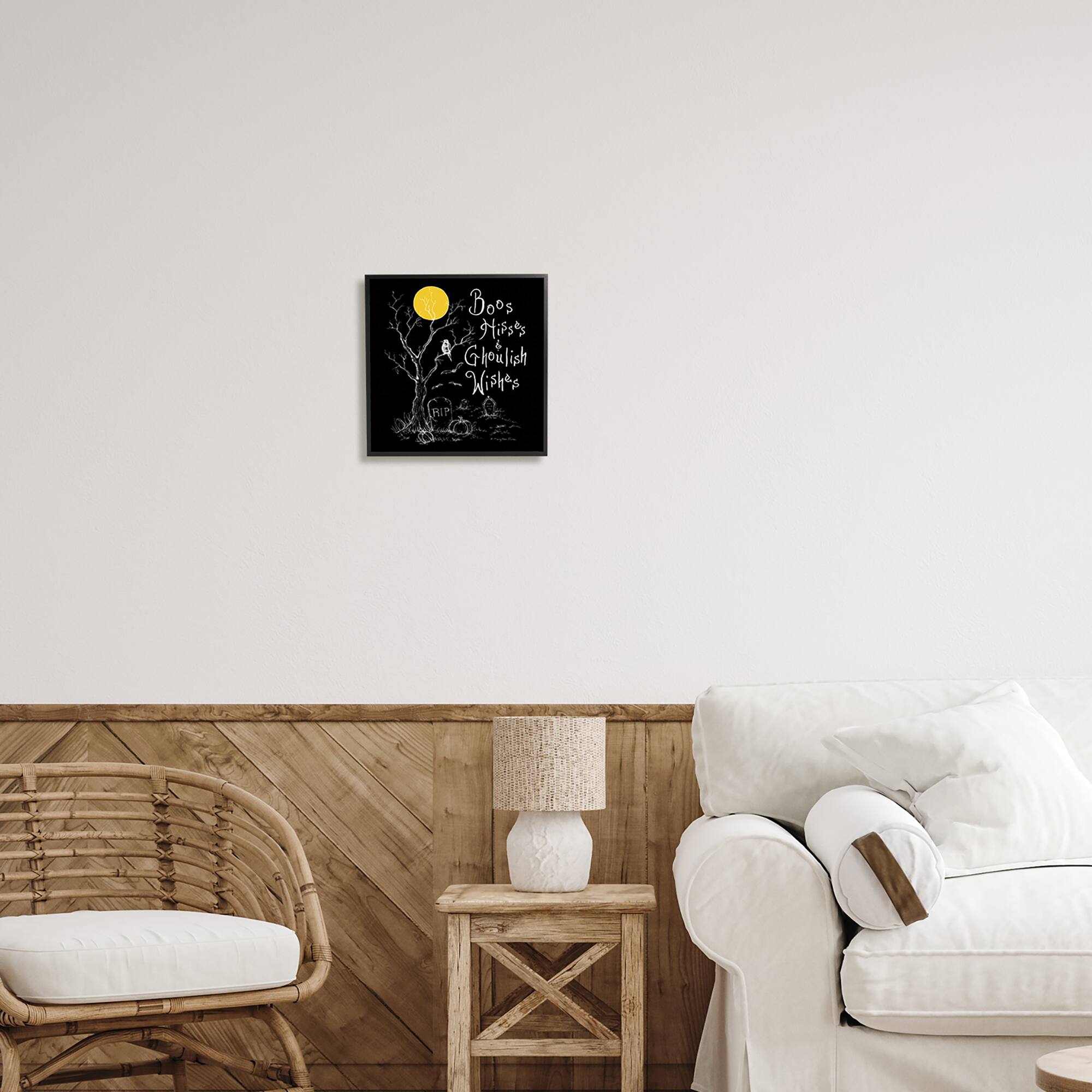 Stupell Industries Spooky Dark Halloween Phrase Framed Giclee Art