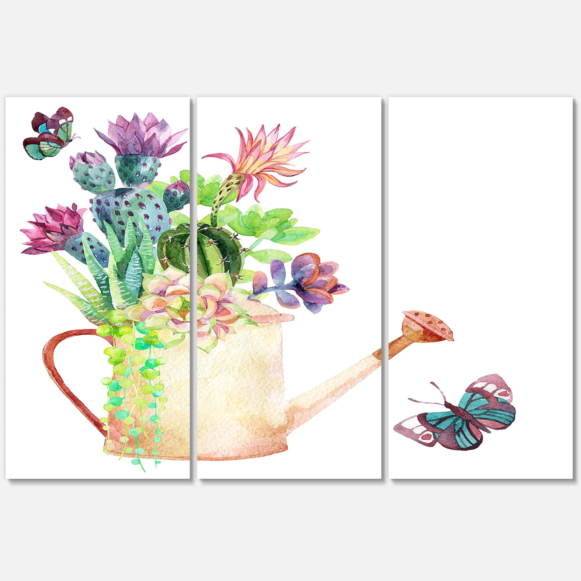 Designart - Succulents In Old Watering Can - Farmhouse Canvas Wall Art Print