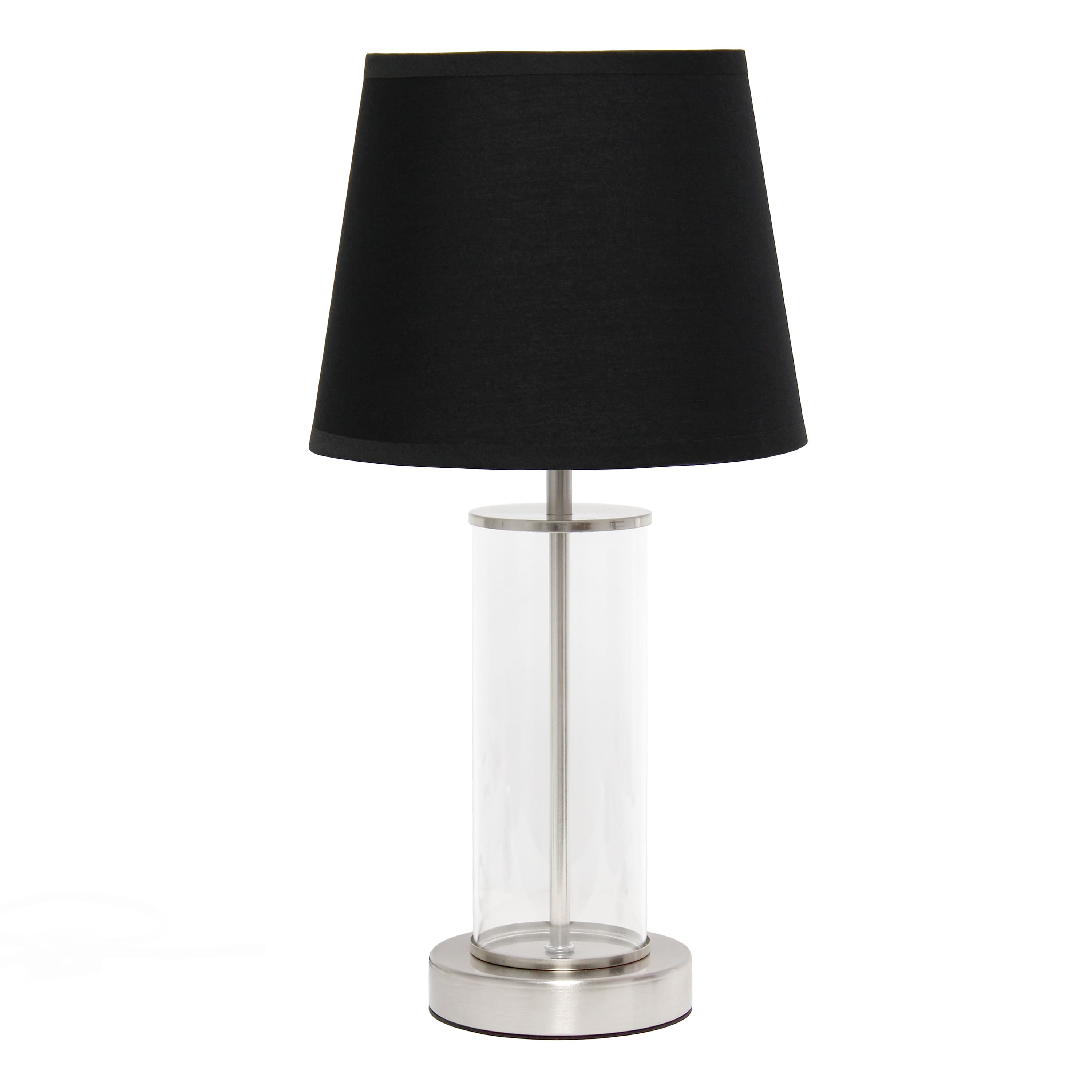 Simple Designs 17&#x22; Encased Metal &#x26; Clear Glass Table Lamp