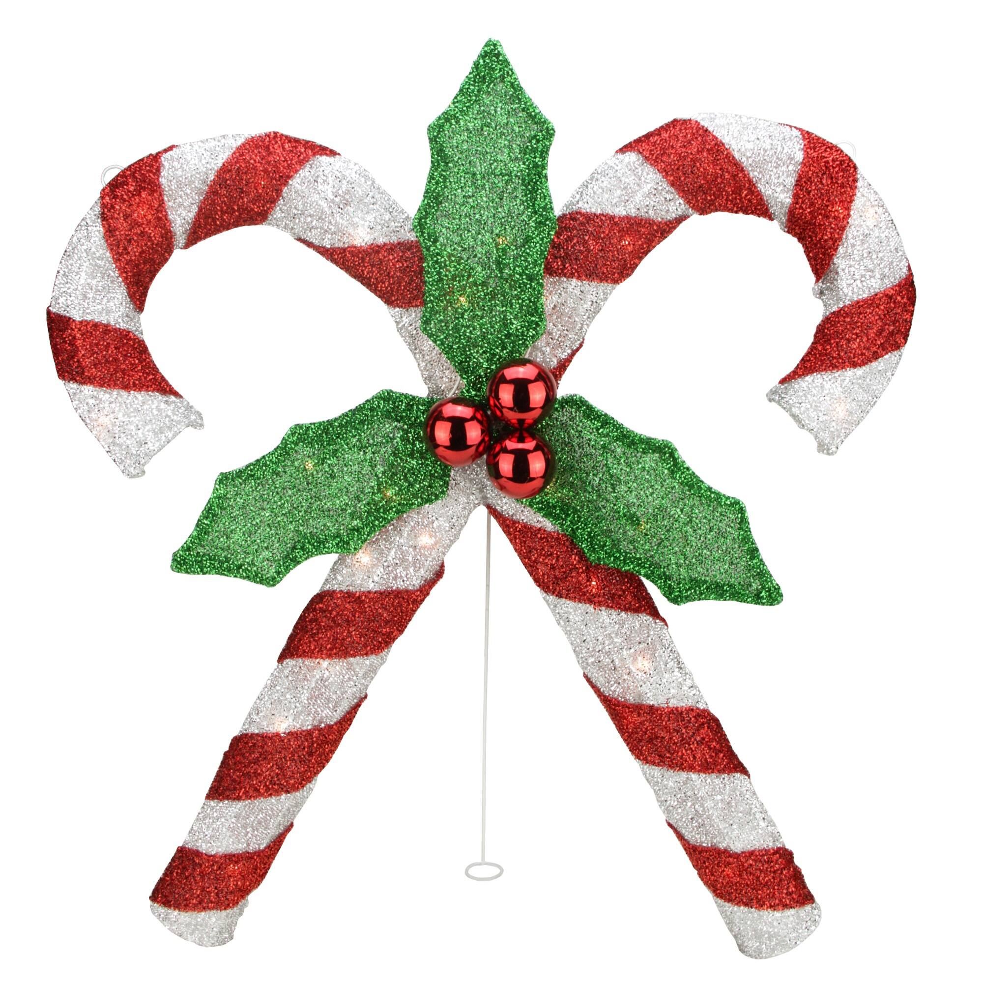 26" Red & White Lighted Double Candy Cane Outdoor Christmas Décor