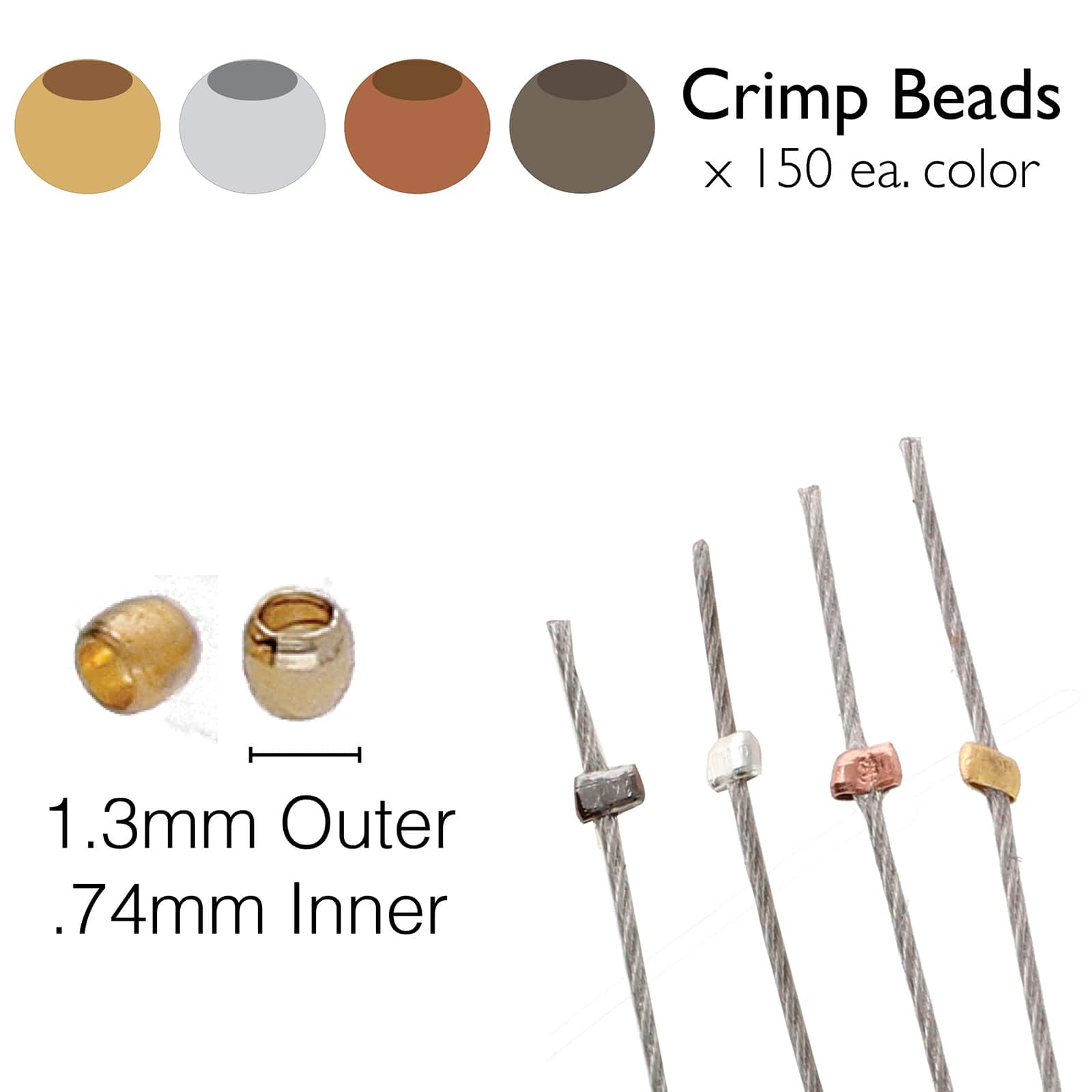 The Beadsmith&#xAE; Assorted Crimp Beads, 1.3mm
