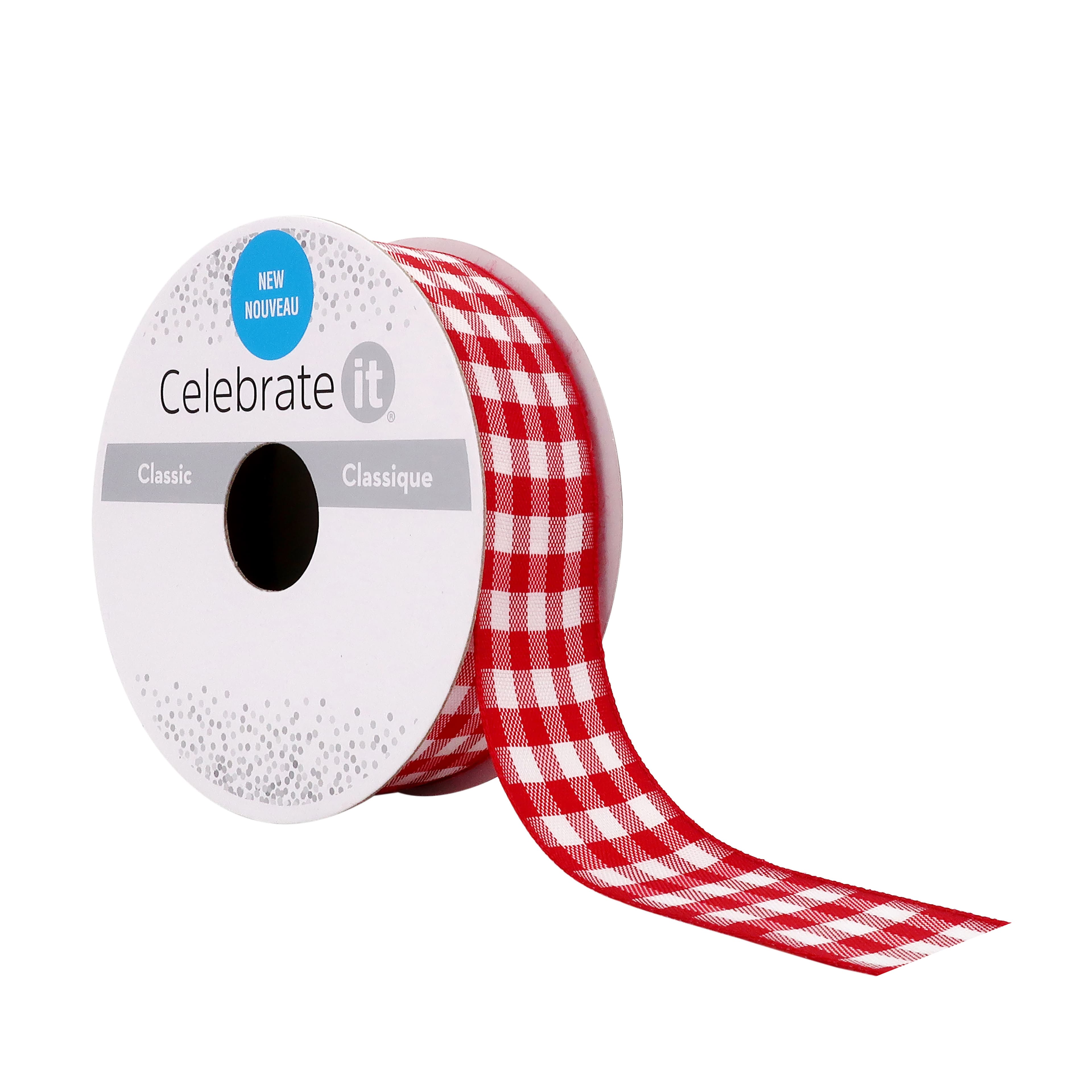 Celebrate It Gingham Ribbon - Red - Each