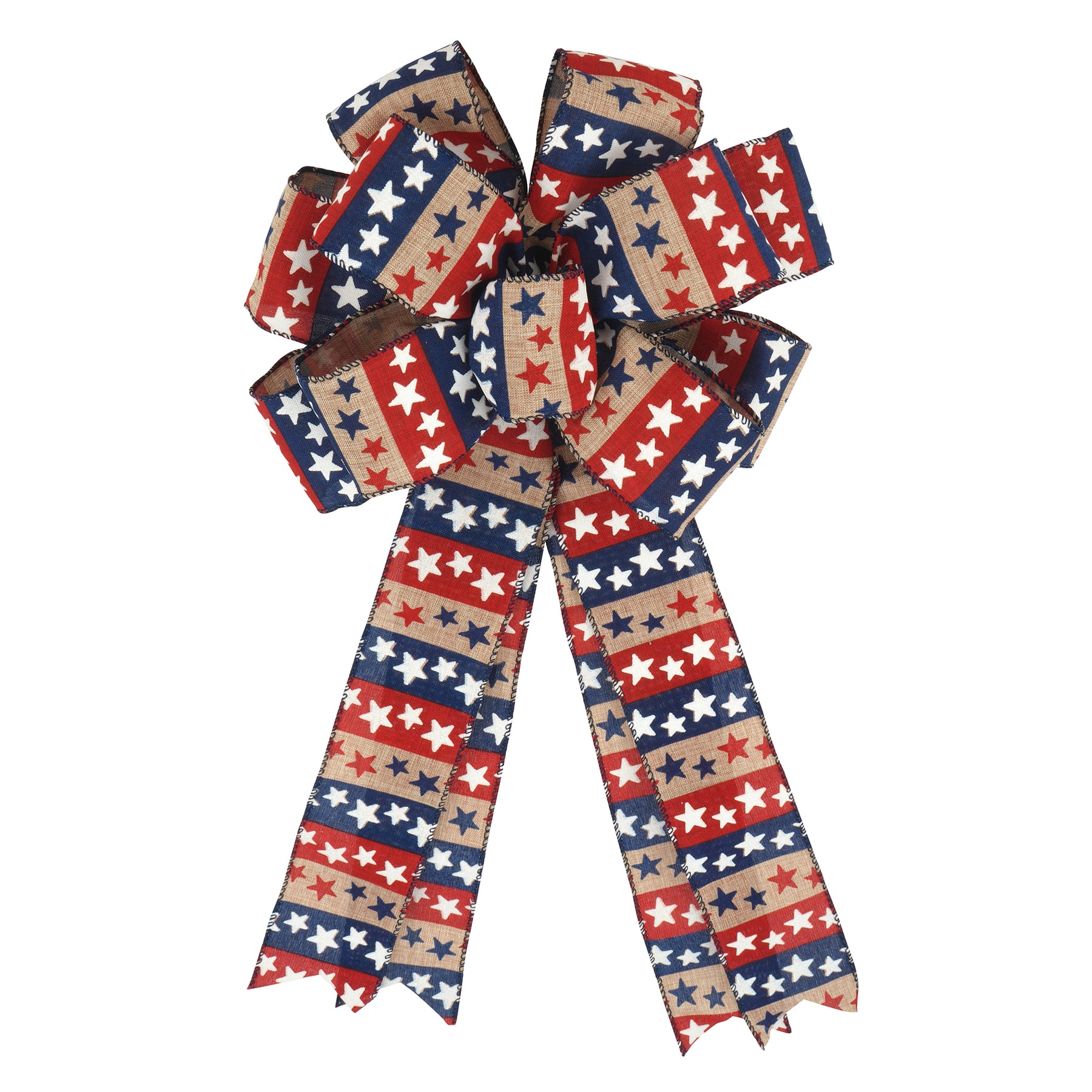 20&#x22; Red, White, Blue &#x26; Beige Stars Bow by Celebrate It&#x2122;