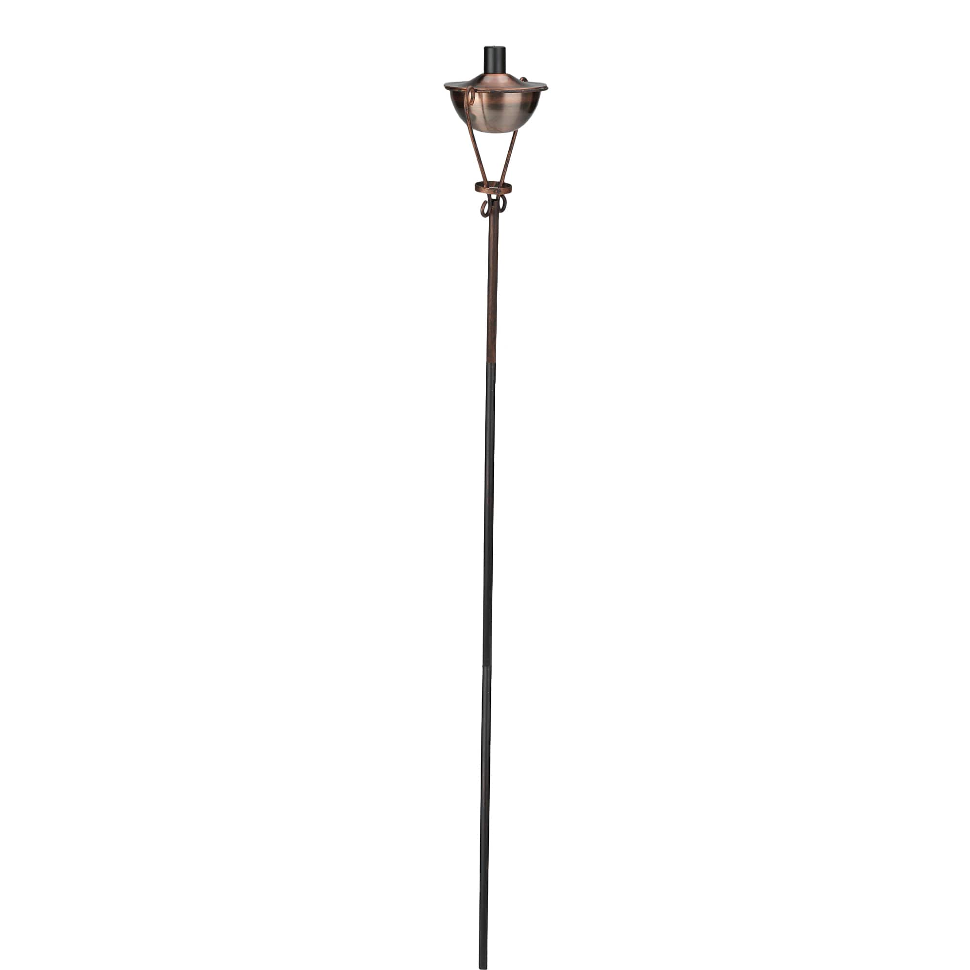 61" Brushed Copper Half Moon Garden Oil Lamp Patio Torch