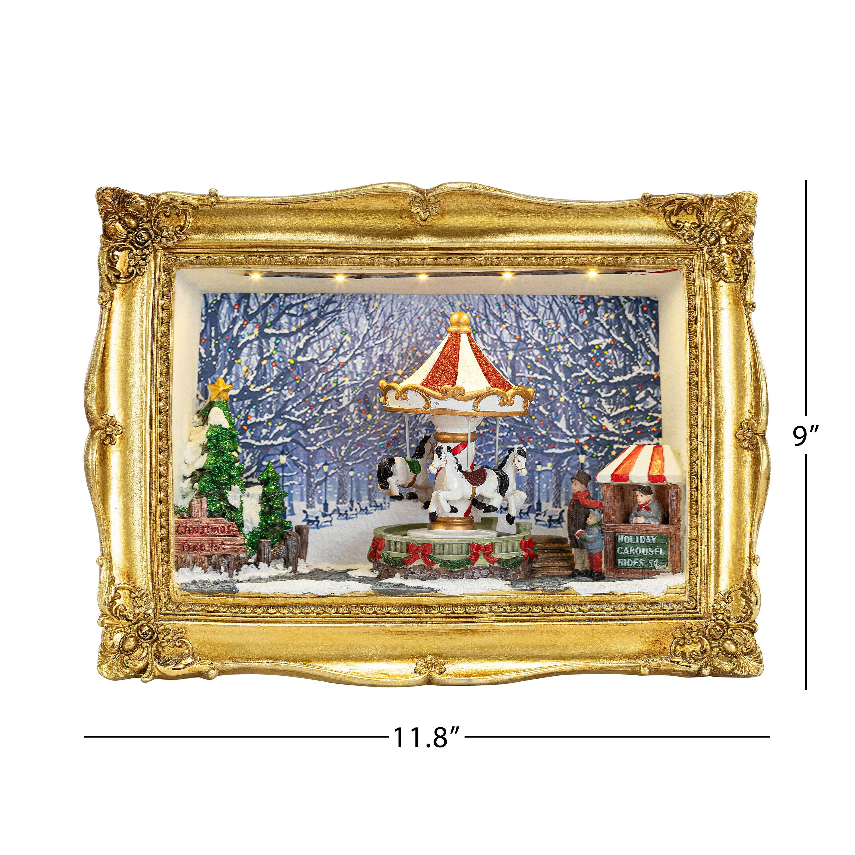 90th Anniversary Collection 9" Animated & Musical Gold Frame Carousel Shadow Box
