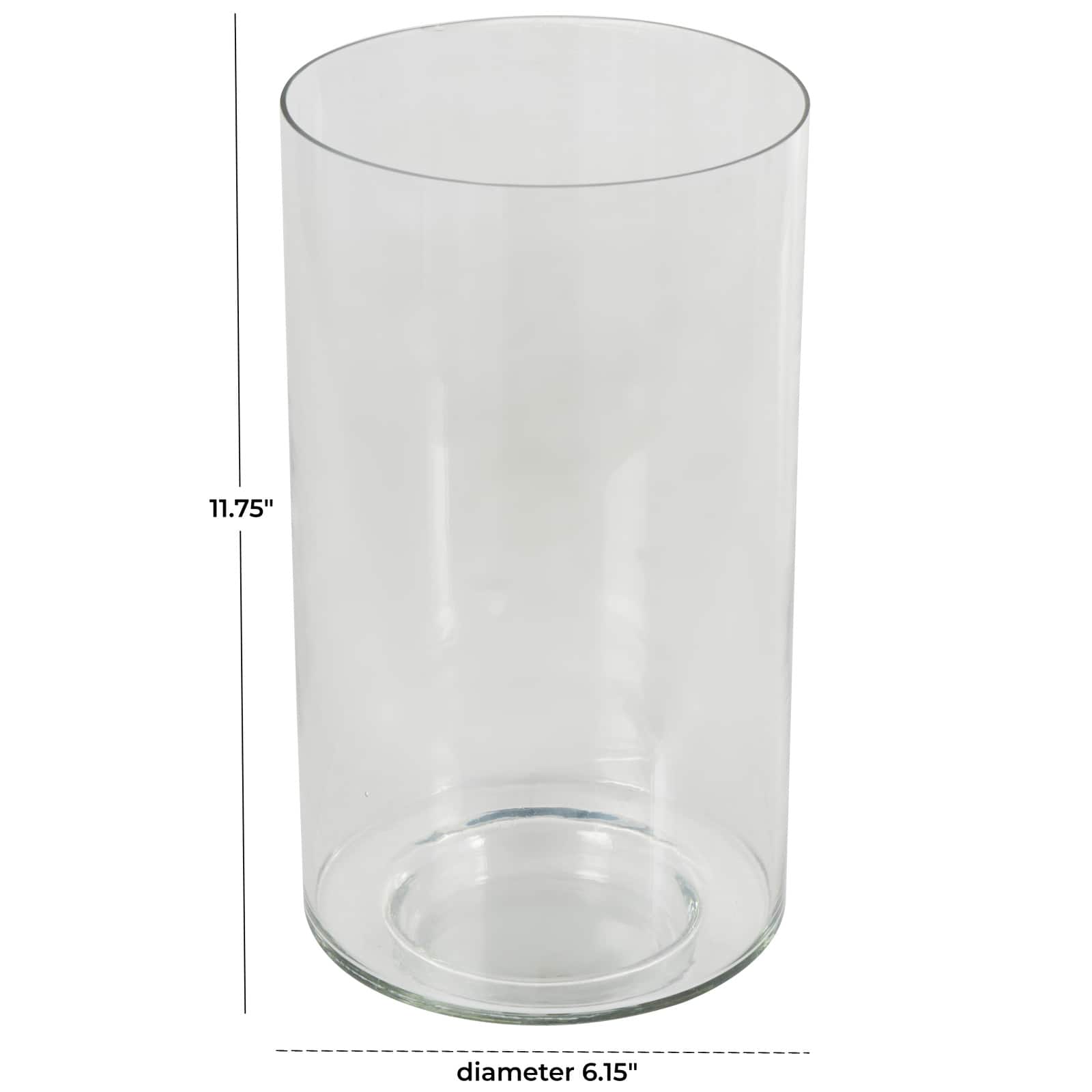 12" Clear Glass Wide Minimalistic Glass Vase