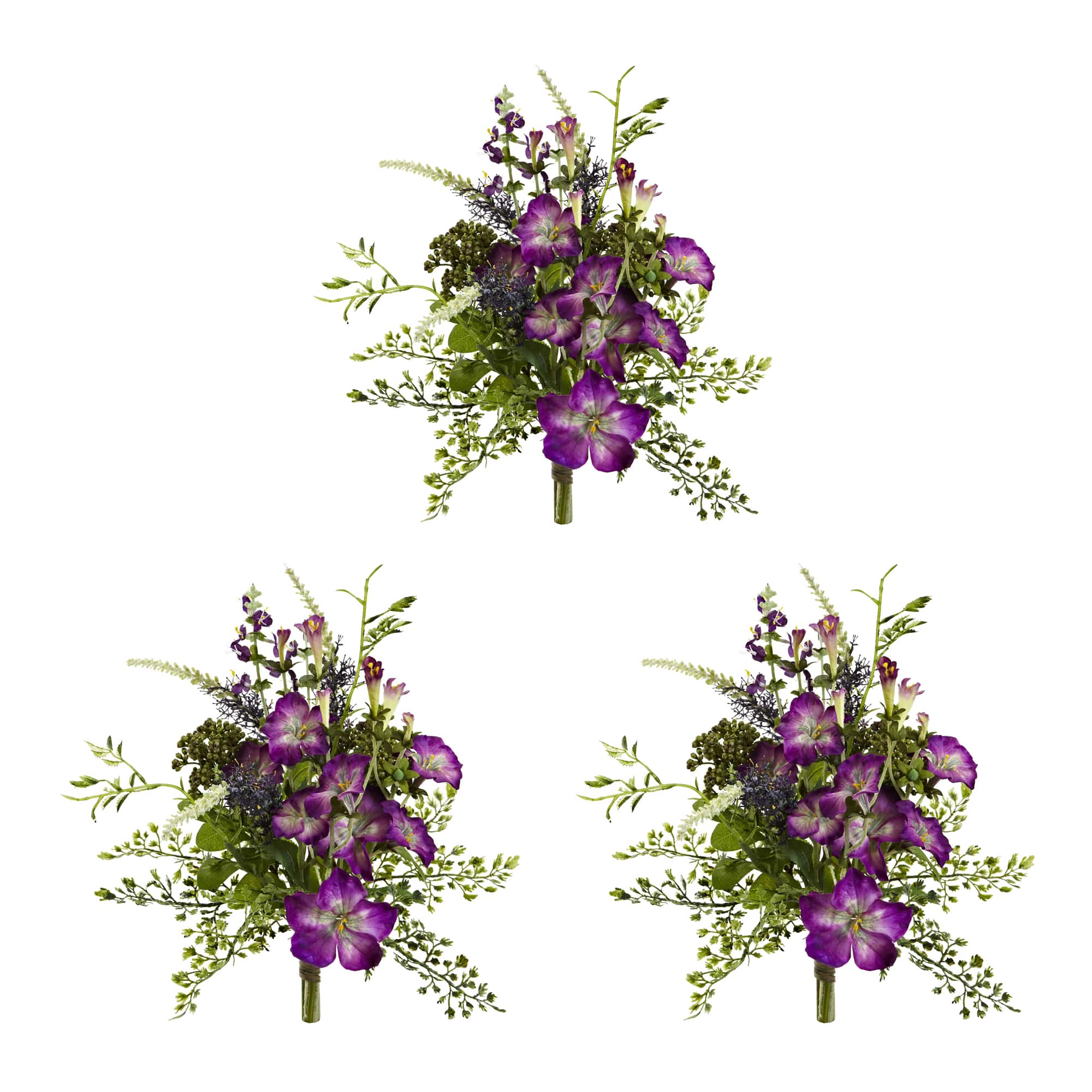 9&#x22; Morning Glory Artificial Flower Bundle (Set of 3)