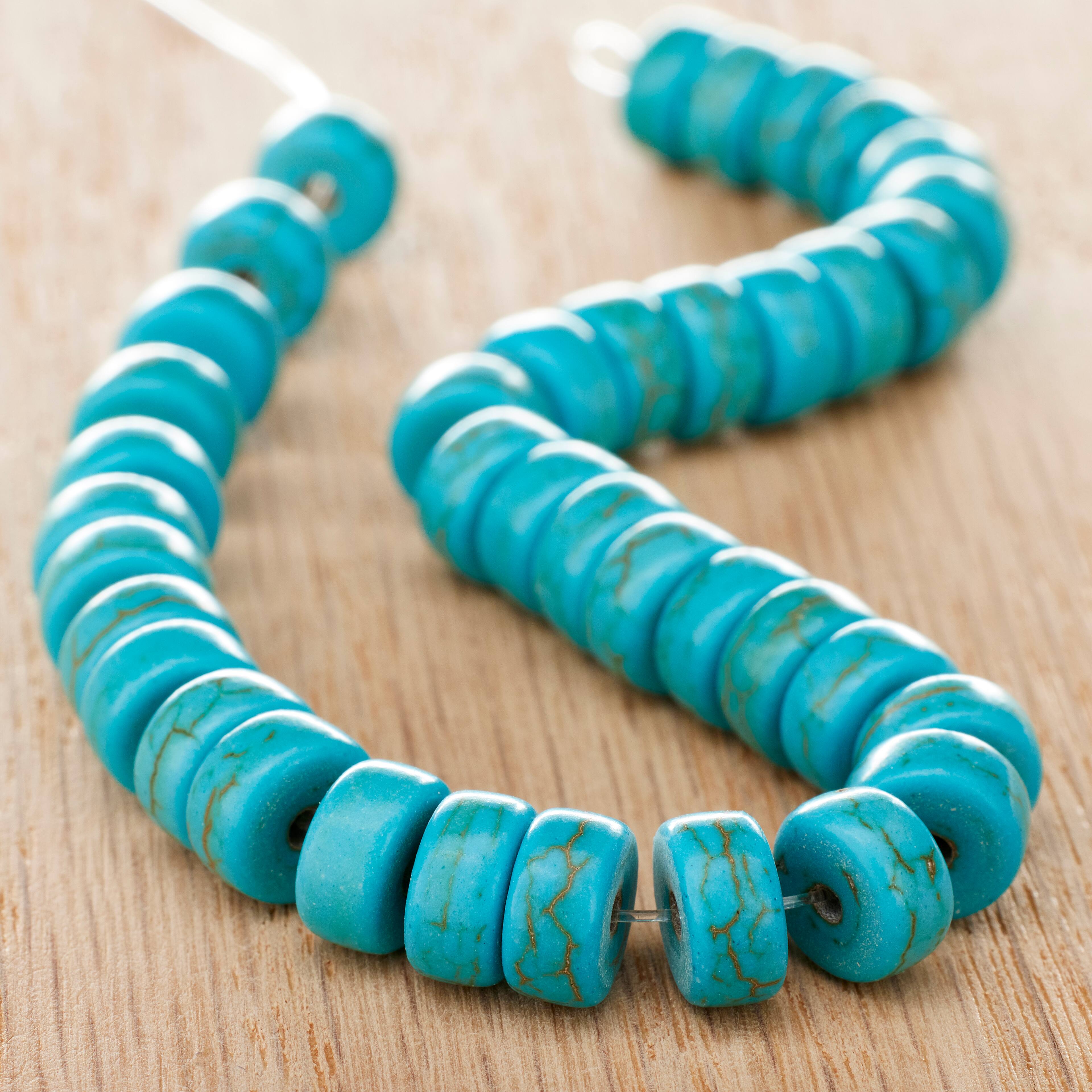 Smooth Heishi Square Fancy Beads Turquoise Strand 8 Inches Strand Howlite Turquoise Smooth Heishi Square Fancy Beads 5.5-8 MM