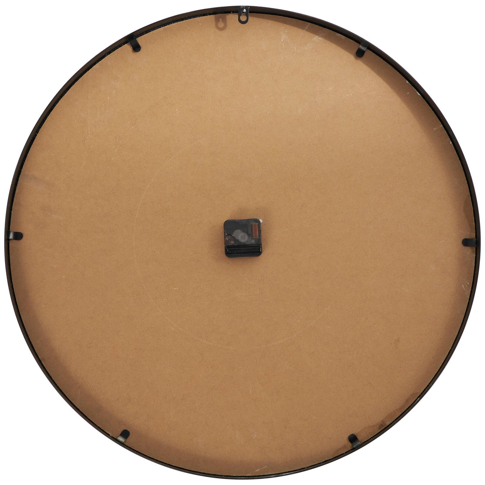 28" Light Brown Wall Clock with Black Metal Frame