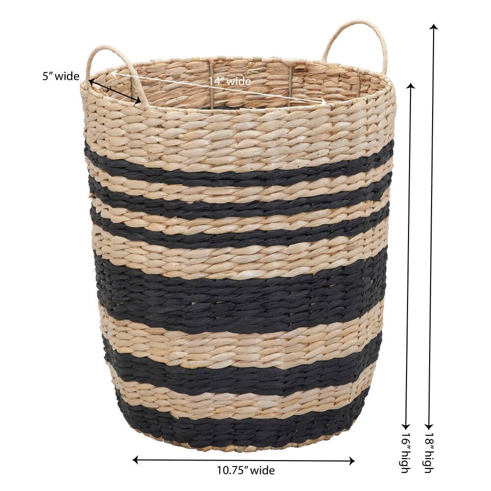 Household Essentials 18" Black & Natural Cattail & Paper Banded Basket
