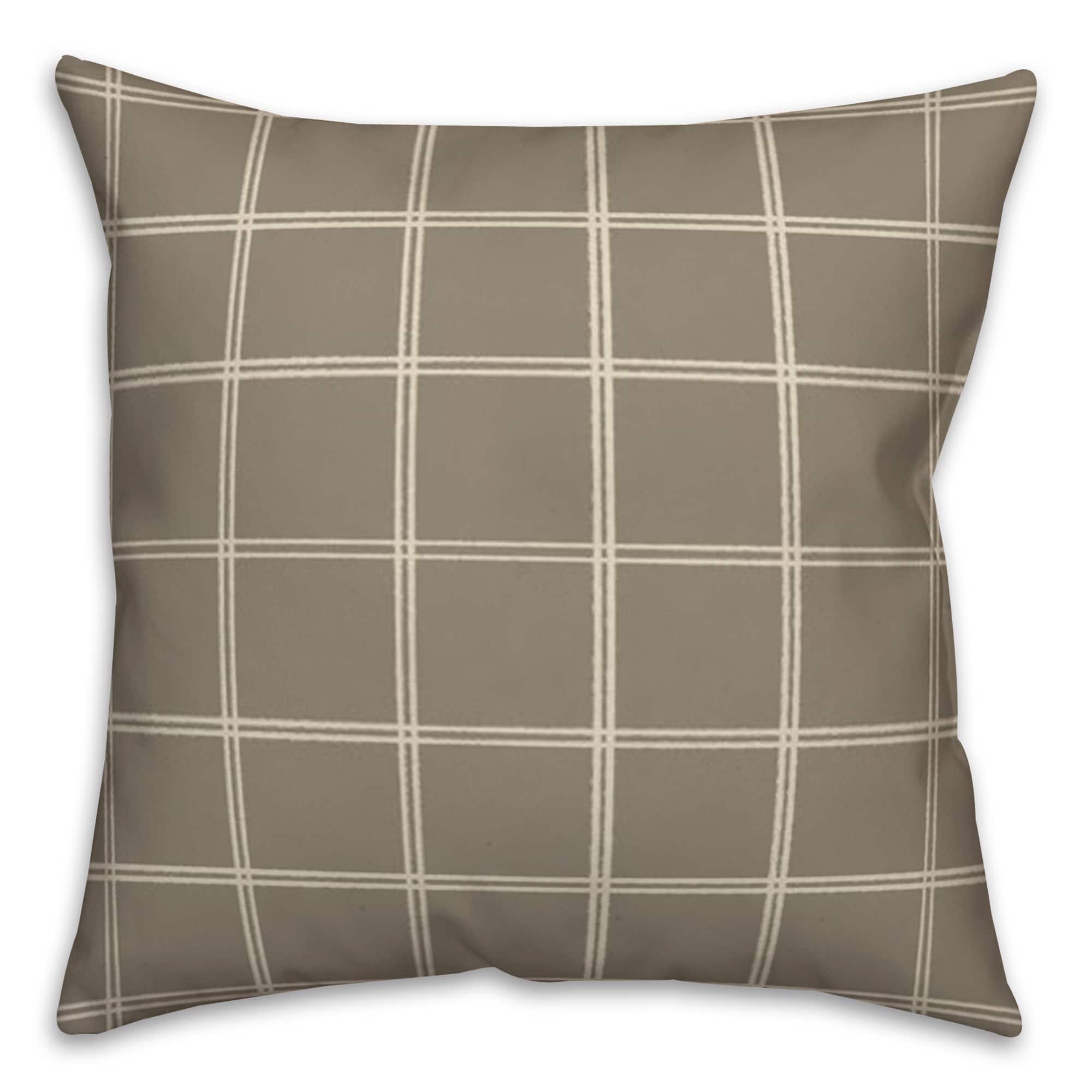 Taupe & White Check Throw Pillow