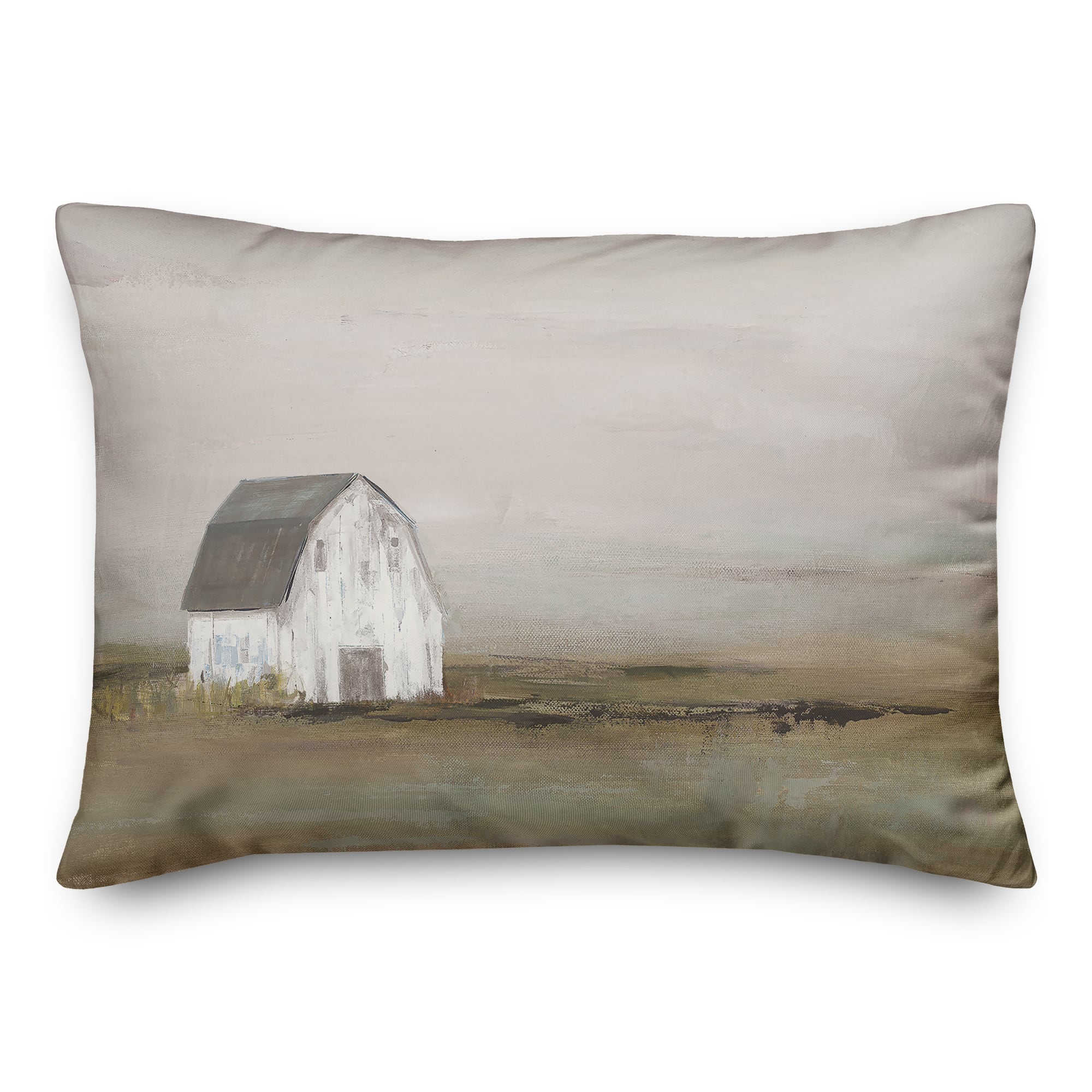 Barn In Fog 20" x 14" Throw Pillow
