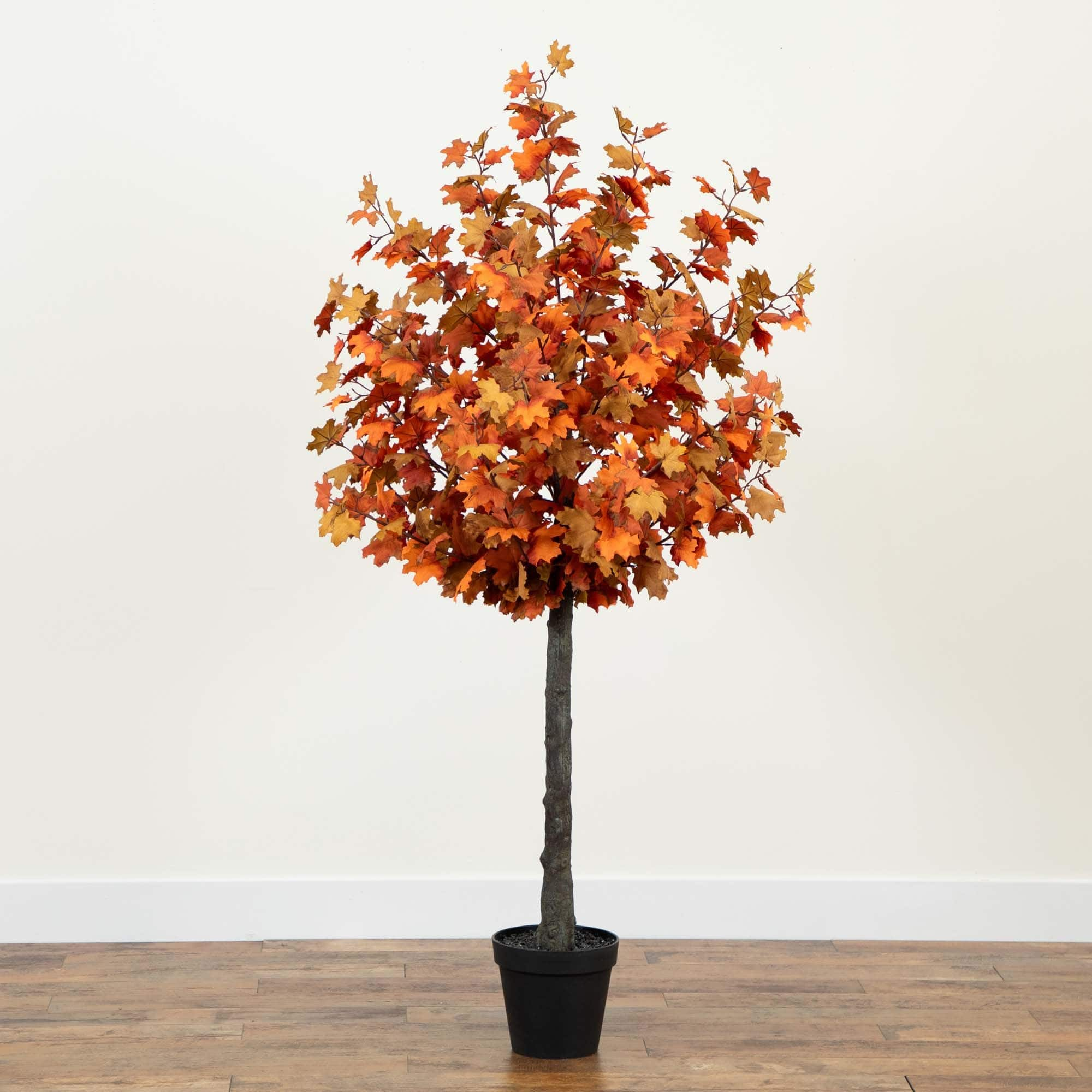 6ft. Deep Orange Autumn Lush Maple Artificial Potted Tree