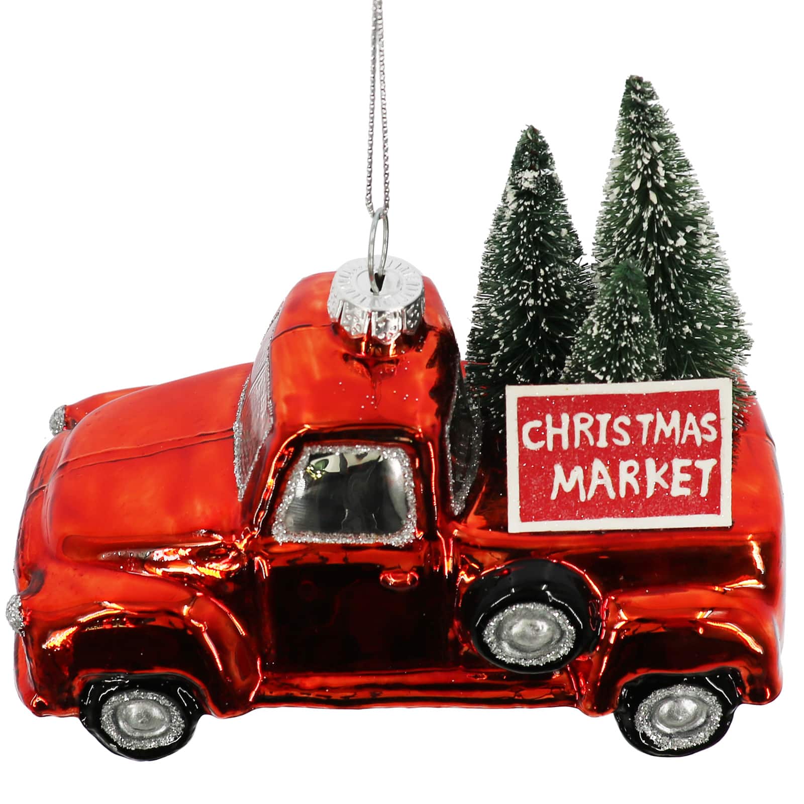 4.5&#x22; Truck with Christmas Tree Glass Ornament by Ashland&#xAE;