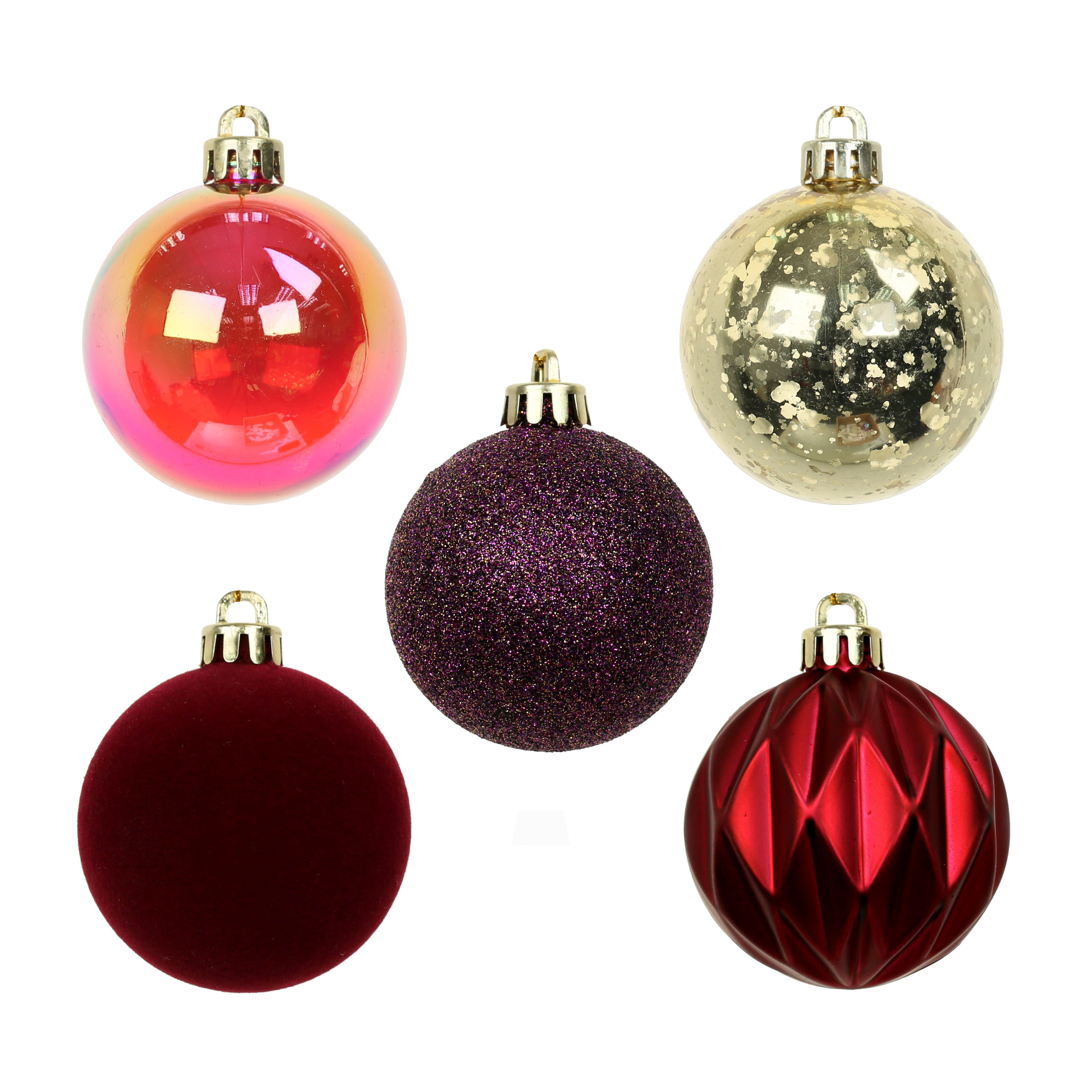 5 Pack 2.2&#x22; Burgundy Shatterproof Ball Ornaments by Ashland&#xAE;